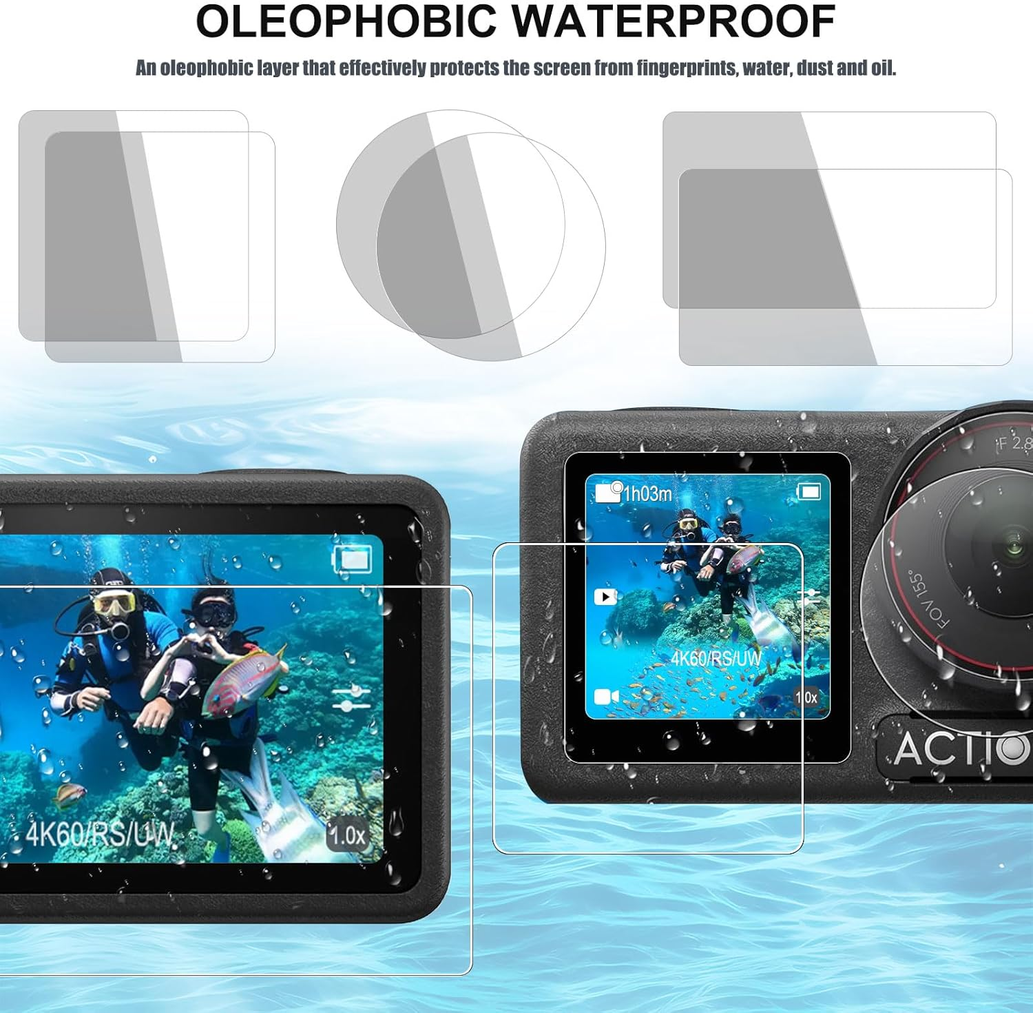 Veftsvy DJI Osmo Action 5 Pro Case Kit, Carrying Case, 9H Screen Protector, Silicone Lens Cap - Shockproof, Scratch-Resistant, Dustproof, All-Round Protection for Osmo Action 5/5Pro Camera image number 4