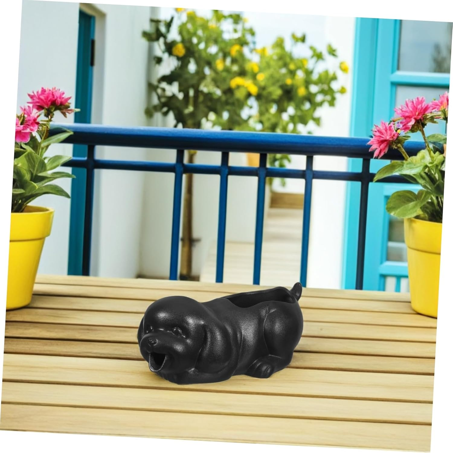 HANABASS Ceramic Dog Fountain Spitter Water Feature for Aquarium and Garden Decor Indoor Outdoor Tabletop Waterfall with Plant-Friendly Design Fish Tank Running Water Statue for Enhanced