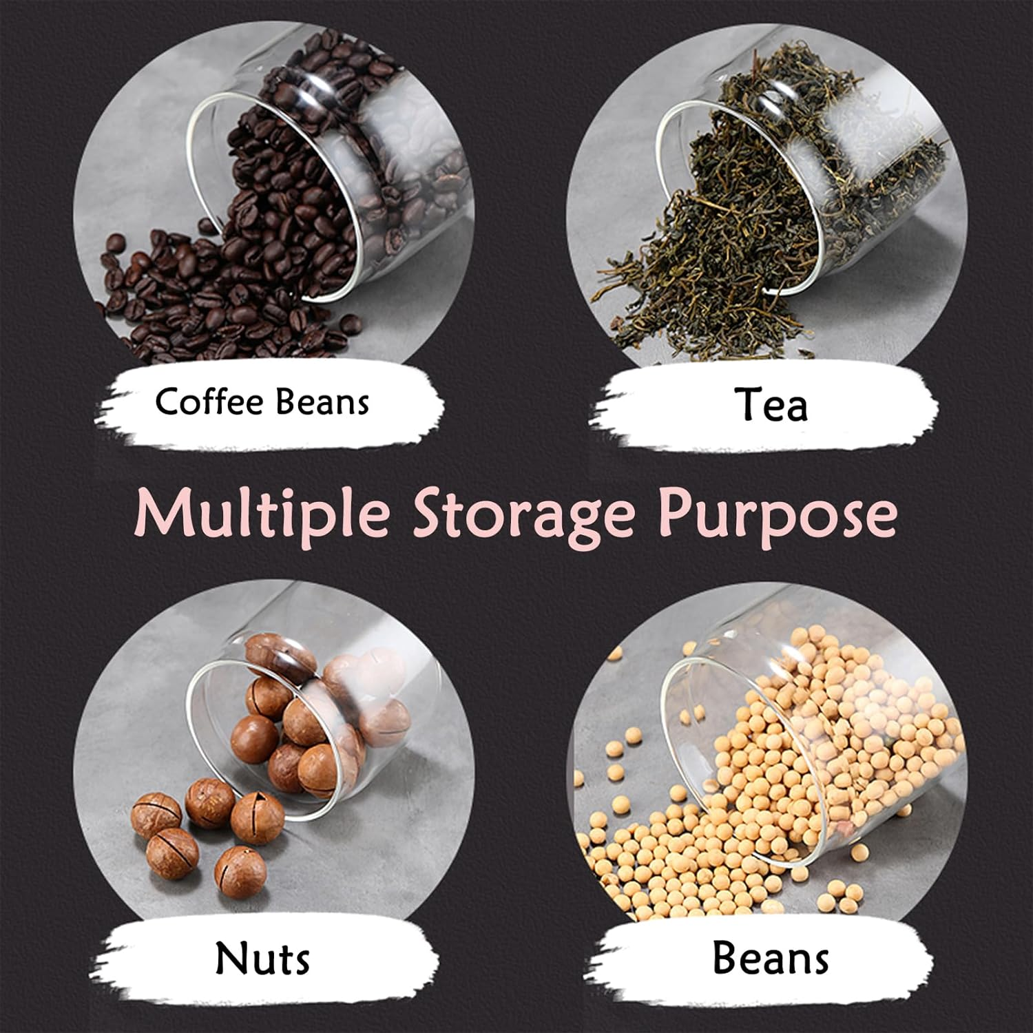 LOEZ Coffee Bean Storage Container Airtight, Lid Sealed with Press-Down Vacuum, Borosilicate Glass Coffee Canister, Food Storage, Coffee Bar for Ground Coffee, Tea, Beans, Spices (Transparent 60.9Oz) - Extra Large - Gray image number 4