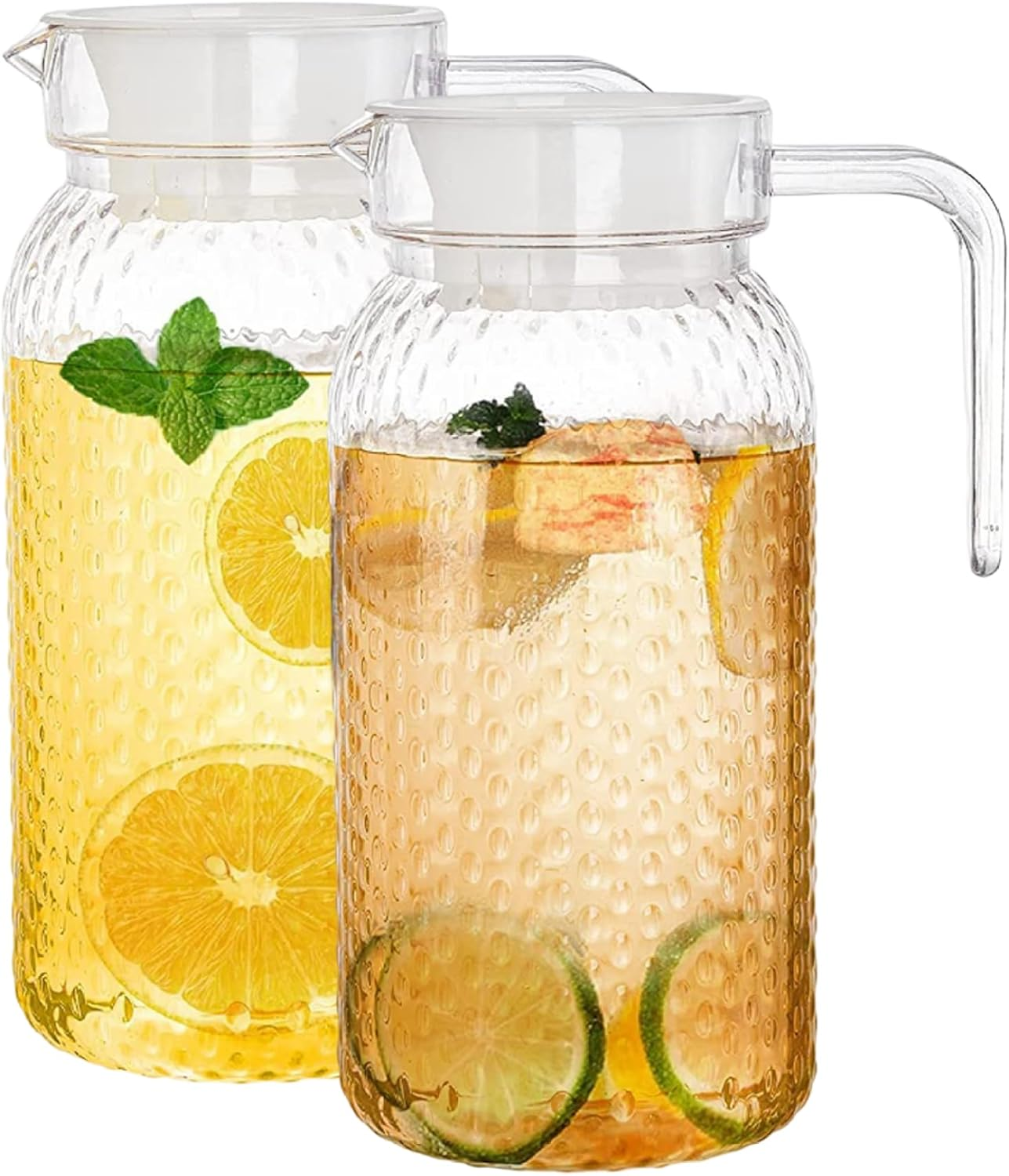 Fridge Jug, Water Jug with Lid 2Pcs Heat Resistant Juice Jugs Unbreakable 1L Pitcher Bpa-Free Clear for Lemonade, Iced Tea, Milk image number 3
