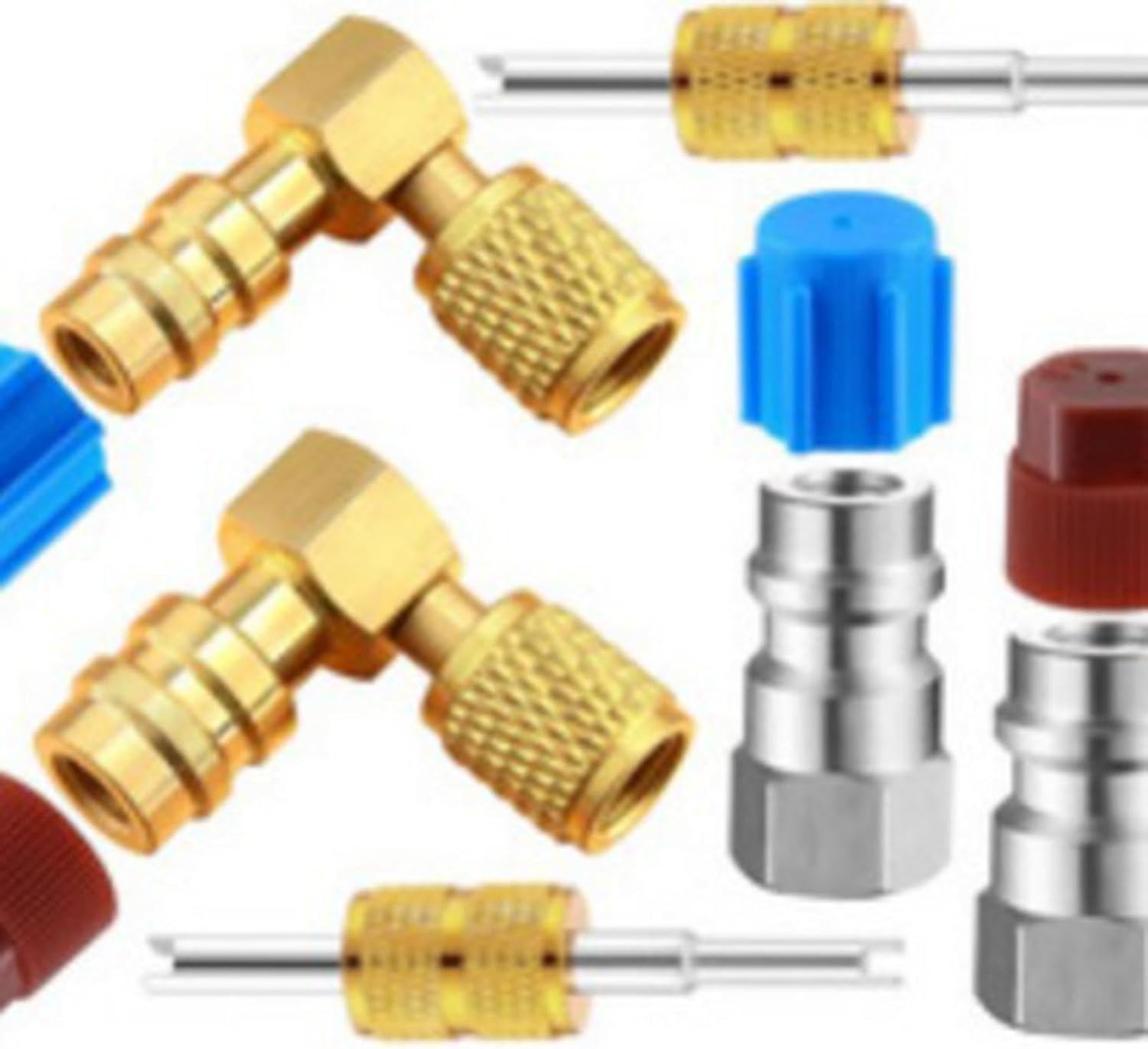 R134A Conversion Kit - Quick Coupler Valve Adapter R12 to R134A,R12 to R134A Conversion High/Low Pressure Adapter for Car A/C Refrigerant System image number 1