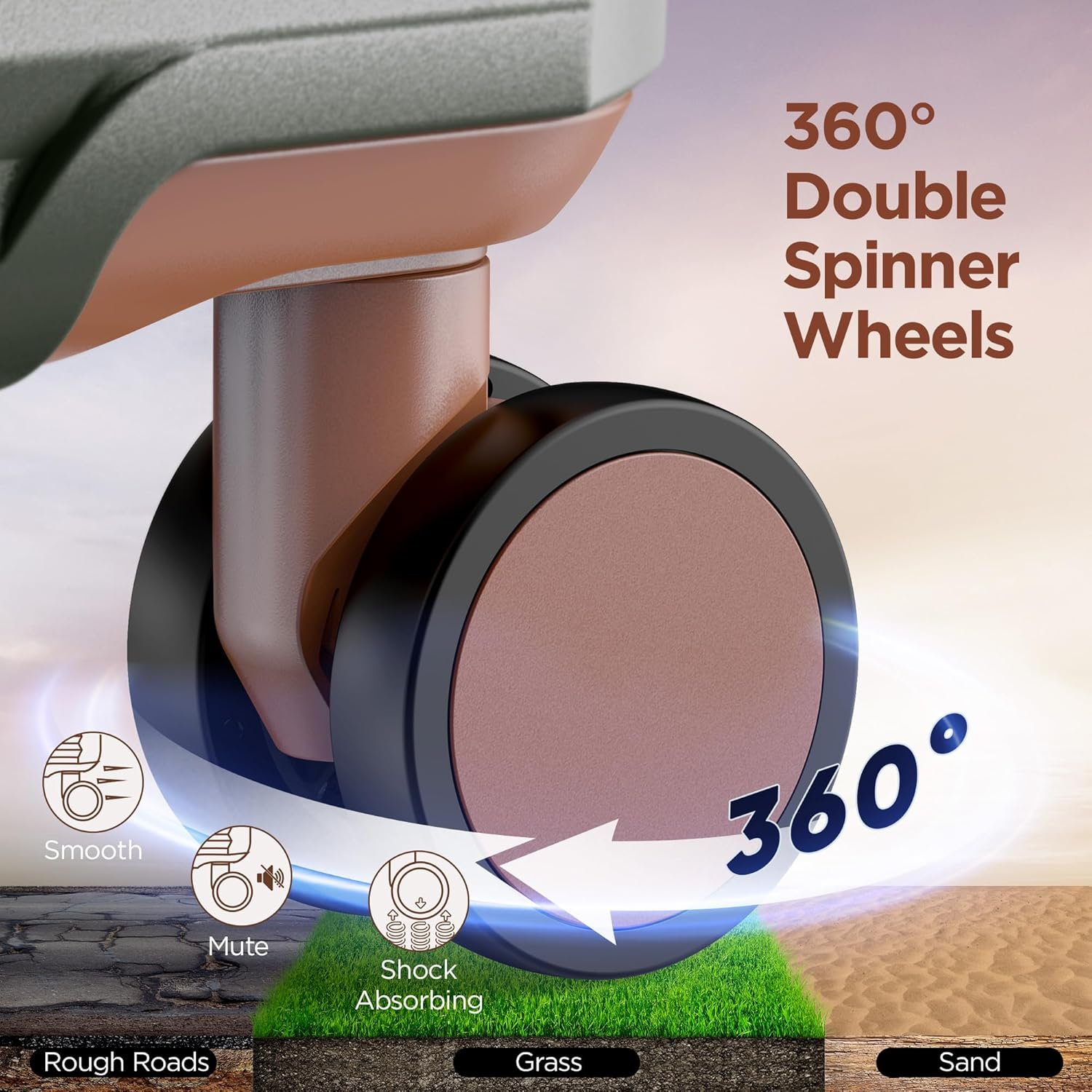 SHOWKOO Luggage Sets 3 Piece Hardside Expandable Suitcase with Double Spinner Wheels TSA Approved Lock, (Green, 5 Piece Set) image number 7