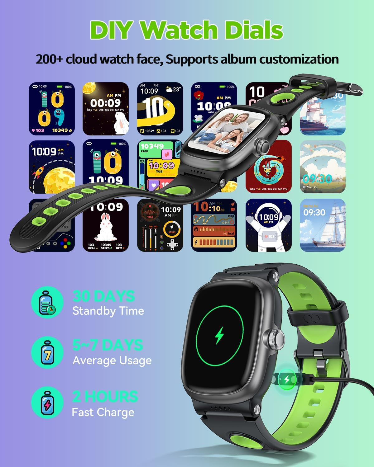 Kids Smart Watch for Boys Girls, Fitness Activity Tracker Watch with Sleep Monitor,Waterproof Pedometer,20 Sports Modes,Calories Counte (Black) image number 6