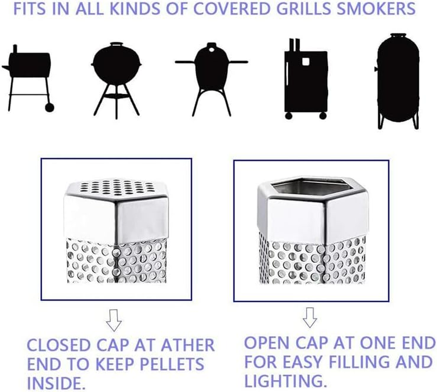 Hexagon BBQ Smoker Tube Stainless Steel Grill Accessory Smoking Box Long Lasting, 6"/12" Sizes, Ideal for All Grill Types image number 6