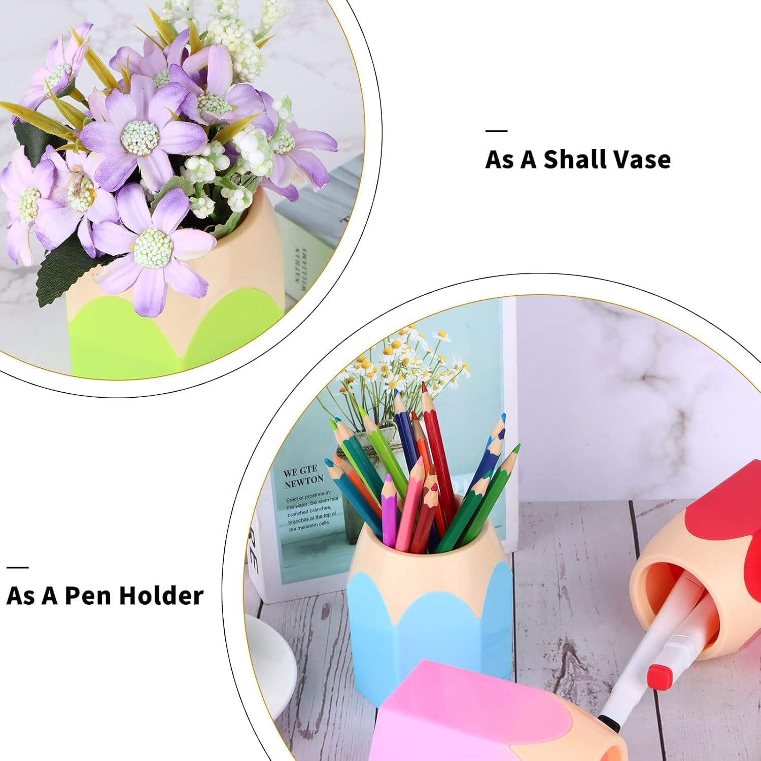 Pencil Holder and Pen Holder, 6 Pack Plastic Makeup Brush Organizer for Desk Storage, Compatible with Pens Pencils Brushes Lipsticks for Office Home School Haheihei image number 1