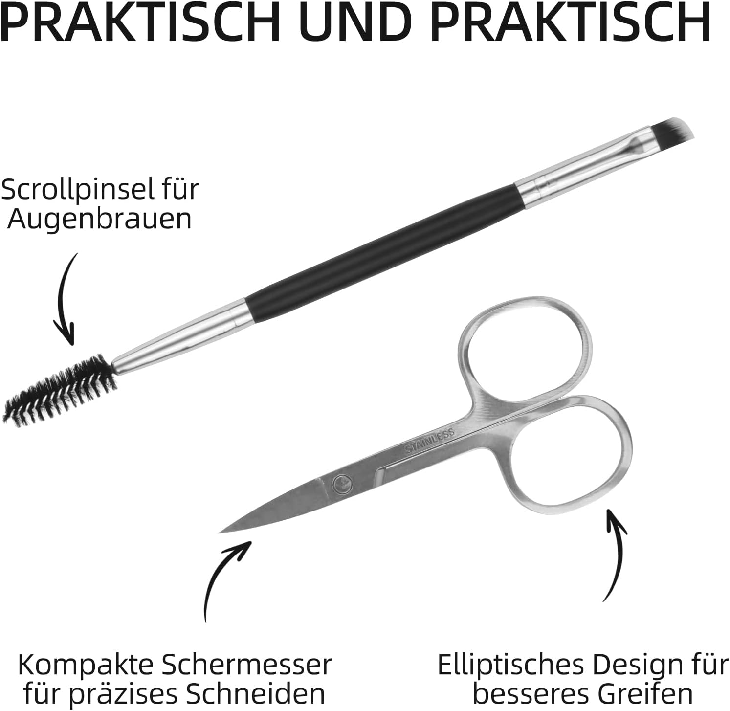 Eyebrow Scissors with Eyebrow Brush, Eyelash Scissors, Eyebrow Trimming Scissors for Women & Eyebrow Shaping Scissors and Brush, Small Facial Scissors for Eyebrows with Sharp Tip