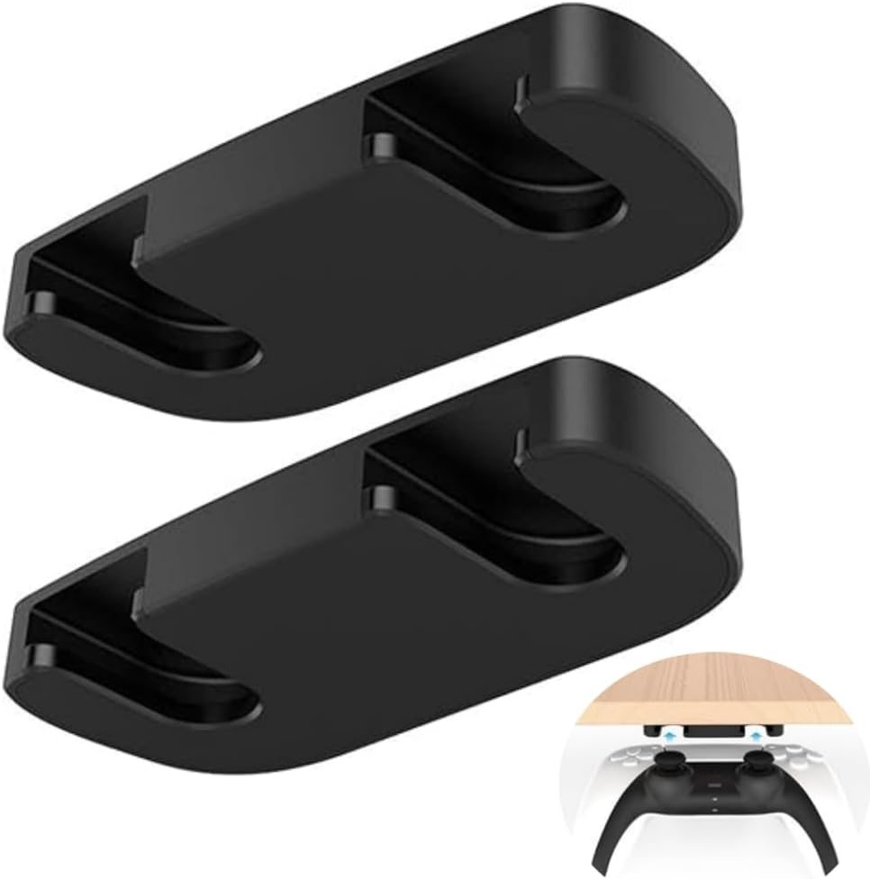 Jindizi 2PCS Under-Desk Controller Holder,Compatible with PS4 Compatible with PS5 ABS Controllers Black,Under Desk Mount image number 4