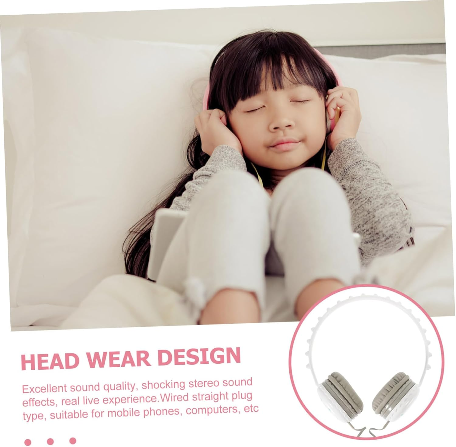 KOMBIUDA Wired Headphones Noise Cancelling over Ear Gaming Headset Boys and Girls Headphones for Girl image number 5