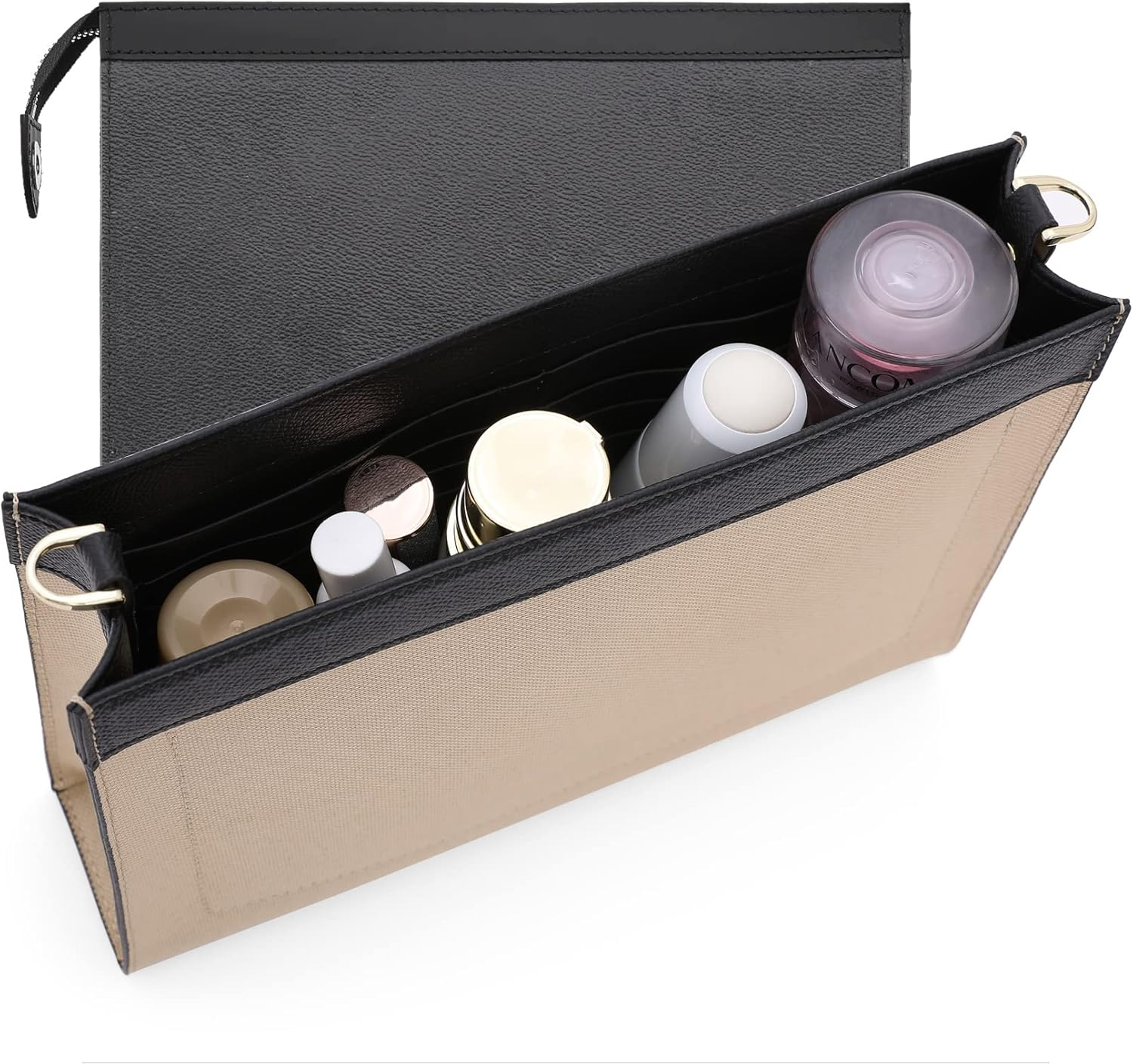 Oaikor Upgraded Purse Insert Organizer Bag Fit Toiletry Pouch 19/26, Black, Large-26, Non-Slip