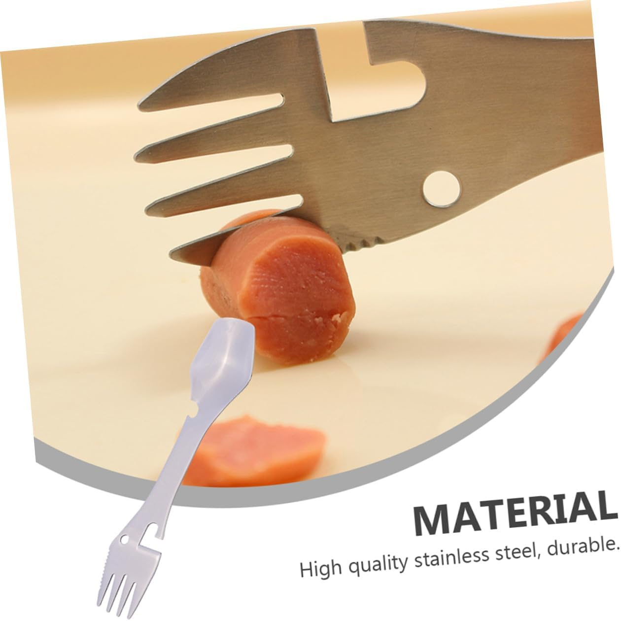 KOMBIUDA 4Pcs Camping Knives Stainless Steel Multifunctional Cutlery Spork Fork Spoon