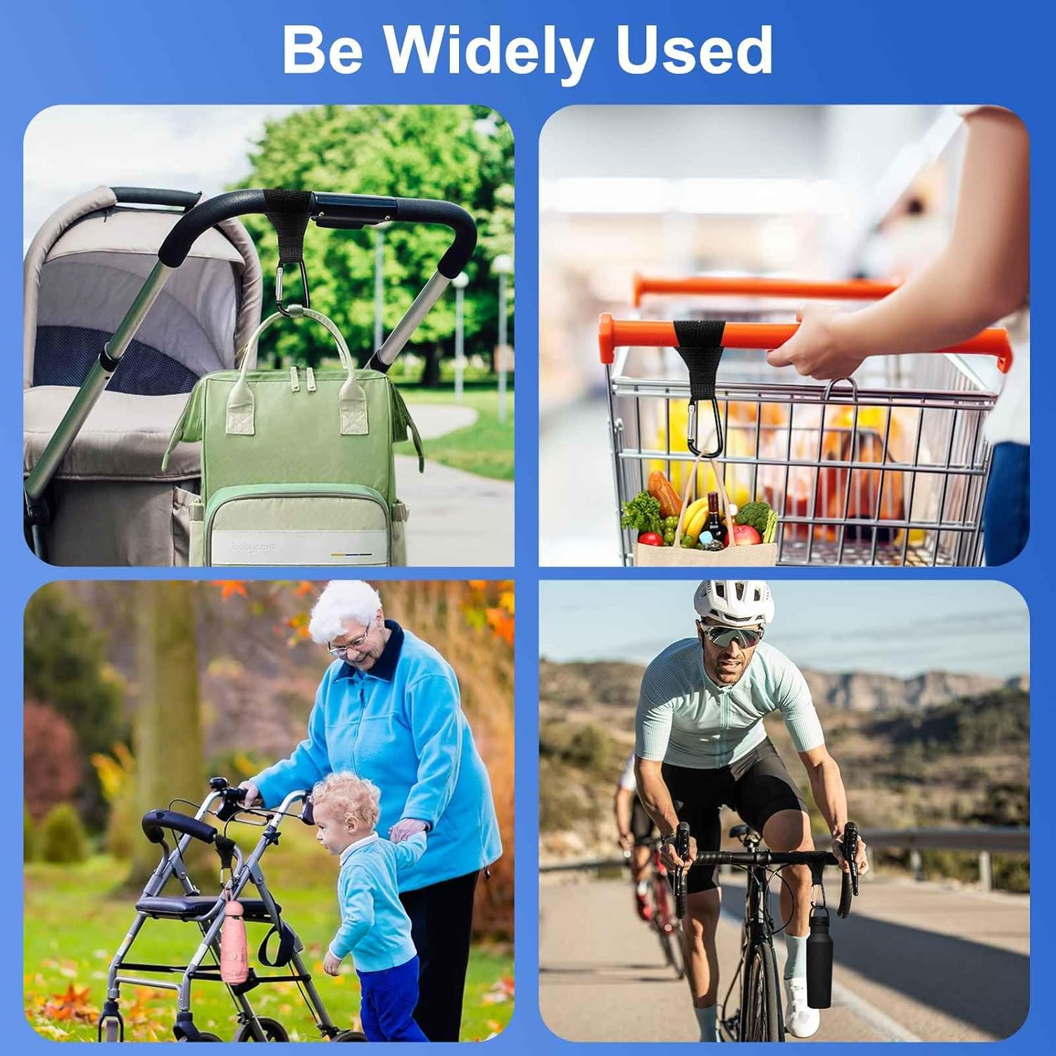 4 Pcs Guoluvsoo Stroller Hooks, Multifunction Stroller Hooks for Bags, Diaper Bags, Purse, Shopping, Backpack, Universal Stroller Clips and Hooks, Mommy Hook, Stroller Accessories image number 3