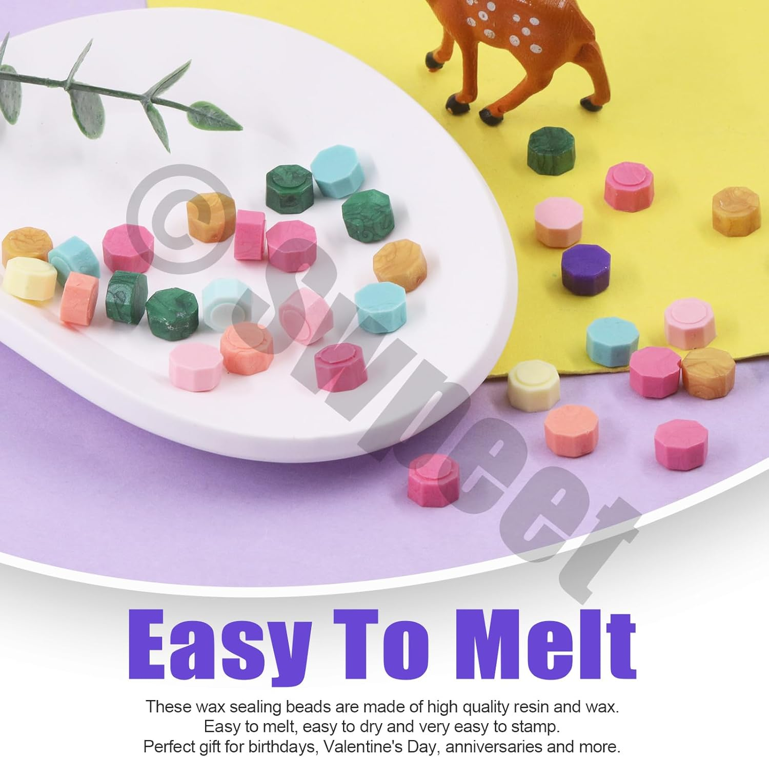 Swpeet 465Pcs Wax Seal Stamp Kit, Sealing Wax Kit with Wax Seal Beads, Wax Stamp, Wax Warmer, Vintage Envelopes and Tealight Candles for Envelopes Letter Sealing, Invitation Cards image number 4