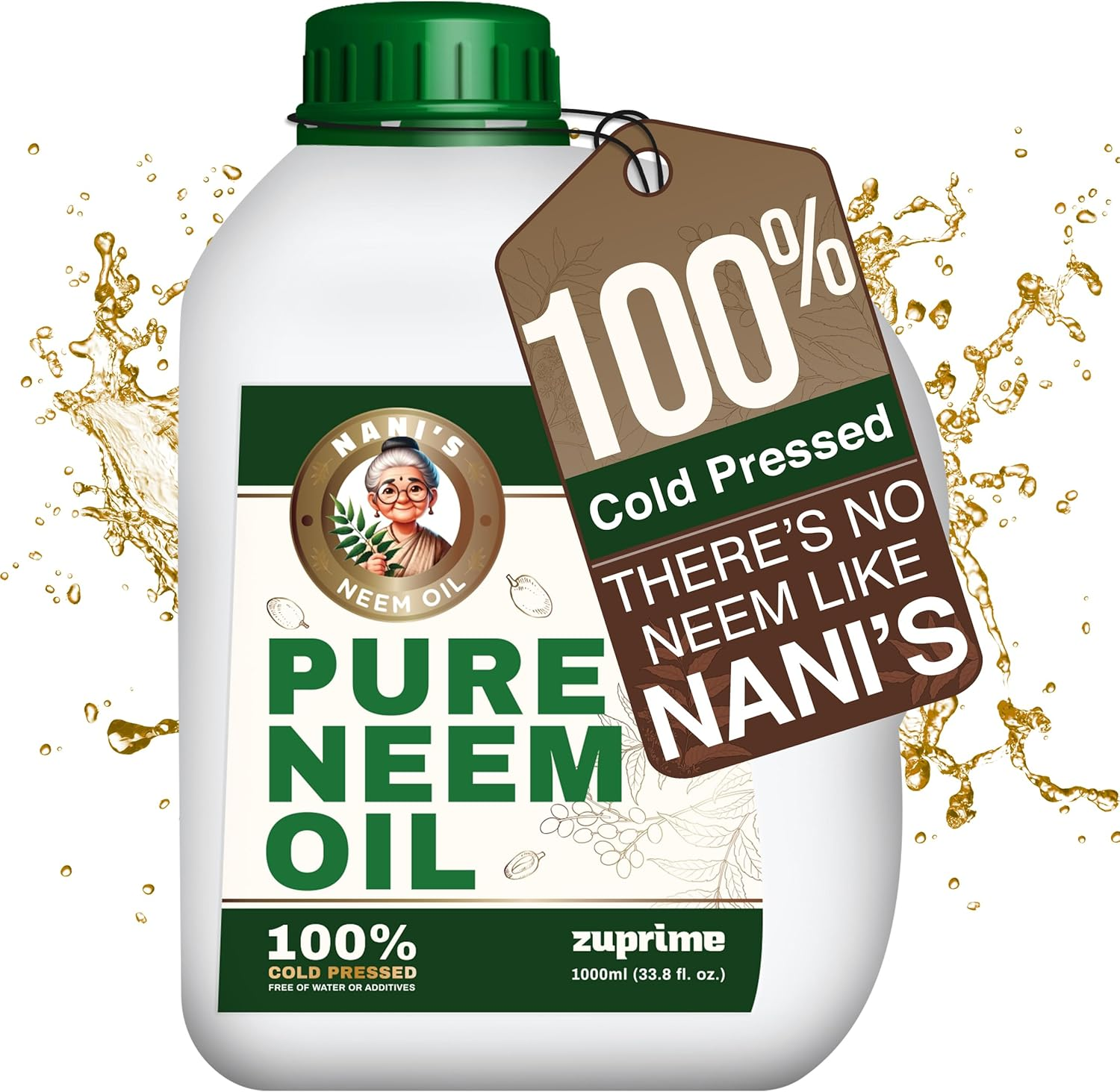 Nani'S Pure Neem Oil for Plants Concentrate - Dilute for Use as Organic Neem Oil Spray for Plants, Outdoor & Indoor Use - 100% Cold Pressed - Horticultural Enhanced Plant Health & Shine Need (34 Oz) image number 2