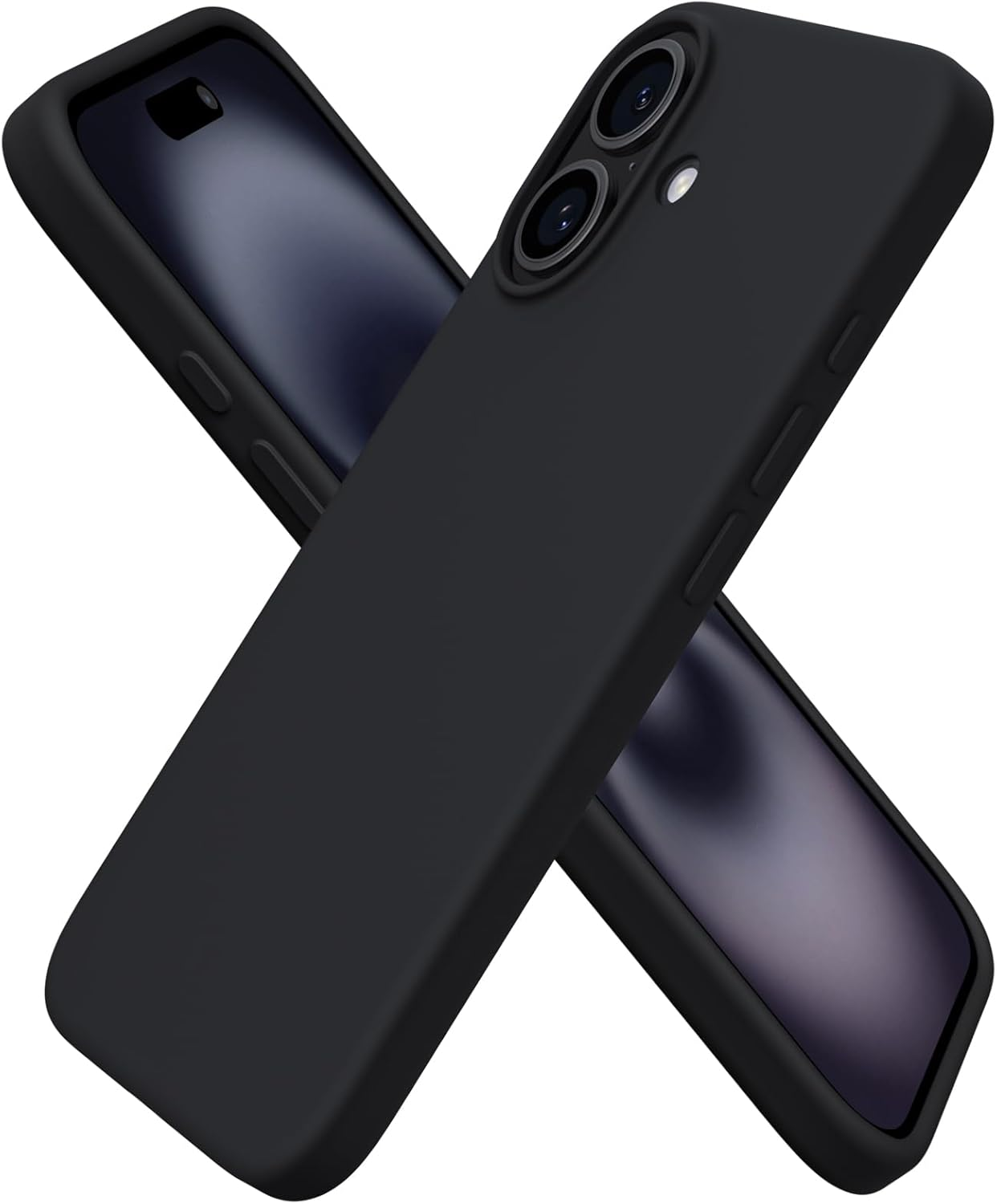 ORNARTO Compatible with Iphone 16 Case 6.1", Slim Liquid Silicone 3 Layers Full Covered Soft Gel Rubber Shockproof Phone Case, Protective Cover with Anti-Scratch Microfiber Lining-Baby Blue