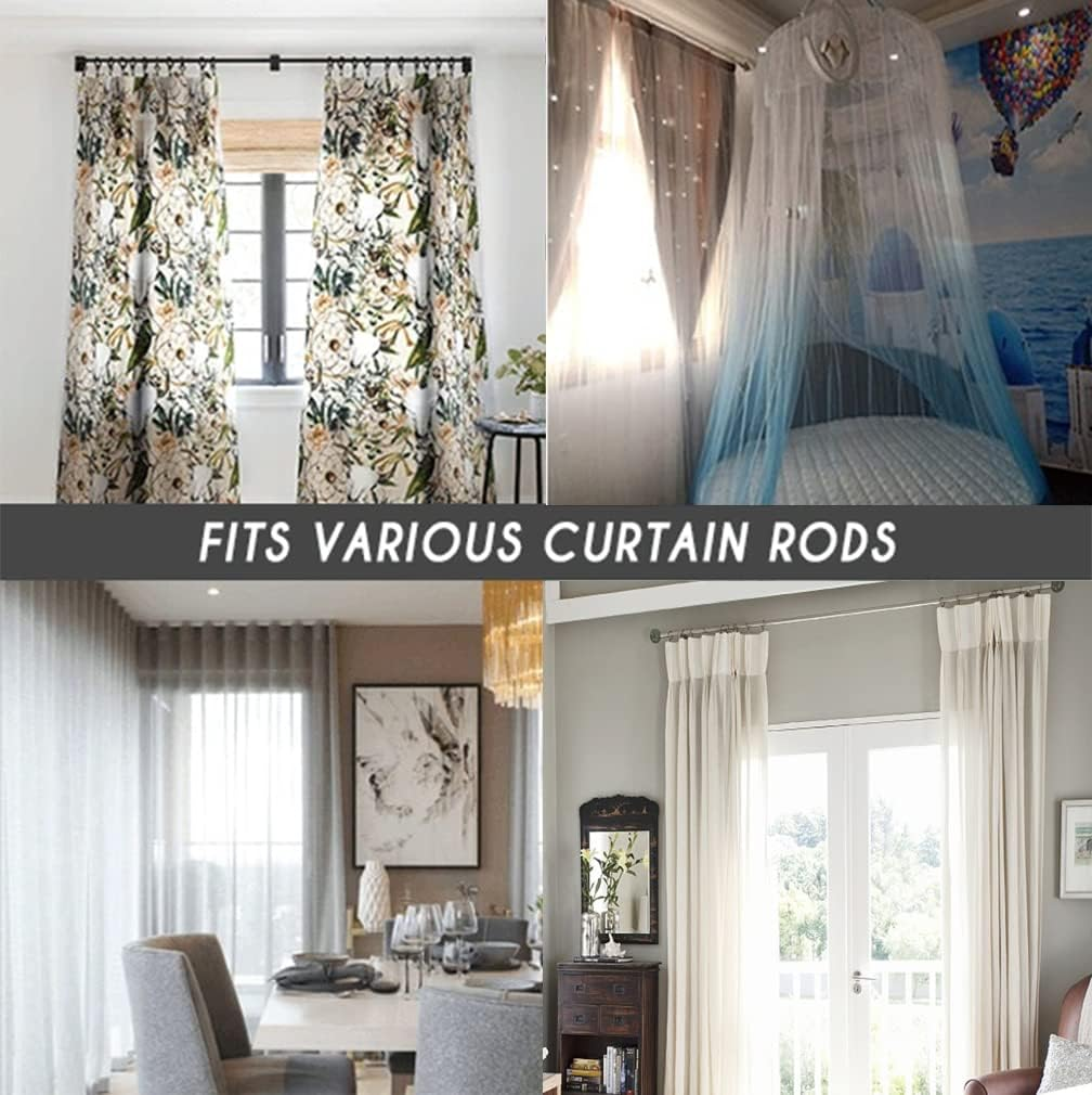 4 Pack Curtain Rod Brackets，Drapery Rod Aluminum Alloy Heavy Duty，Curtain Rod Holders Decorative Rod Hooks Hanger Fit for 1 to 1.2 Inch Drapes Rod(Black，Not Included Curtain Rod) image number 6