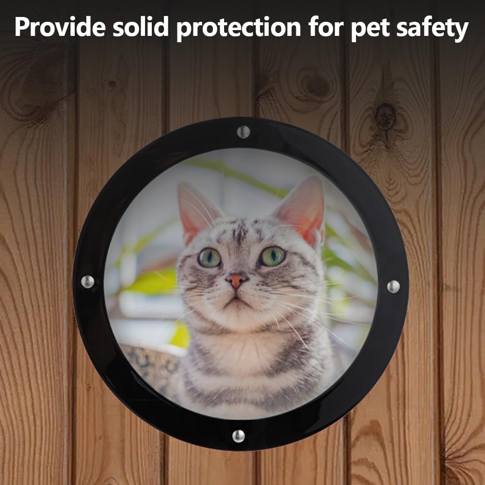 Dog Fence Window,Acrylic Clear View Window,Pet Peek Window,Dome Pet Peek,For Dog or Cat Even Horse Playpen, Outdoor, Boredom,For Safe,Acrylic ,Transparent, Sphere (Black) image number 2