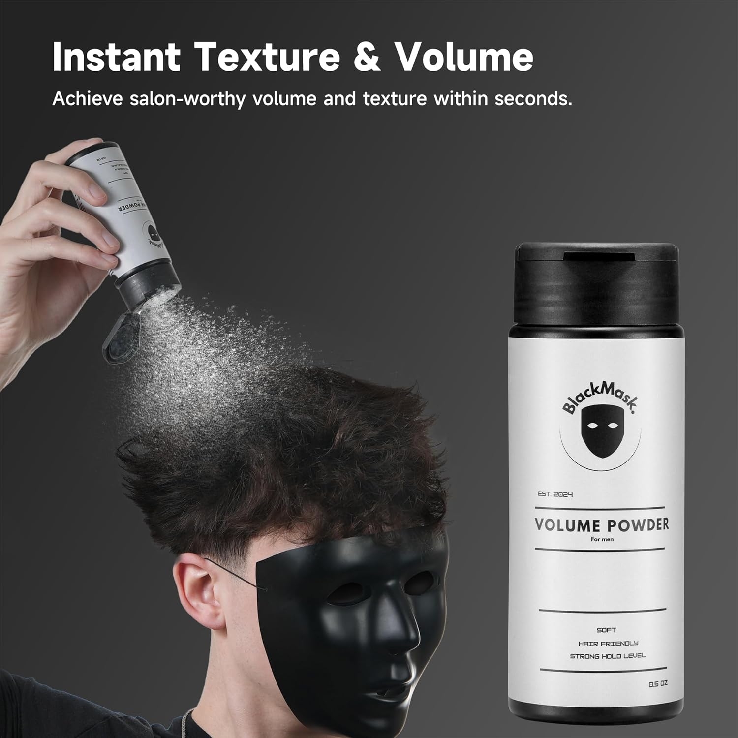 Blackmask Texture Powder for Men, Easy to Apply - Instantly Adds Texture & Volume, All-Natural Ingredients, Strong Hold, Hair Powder for Men image number 3