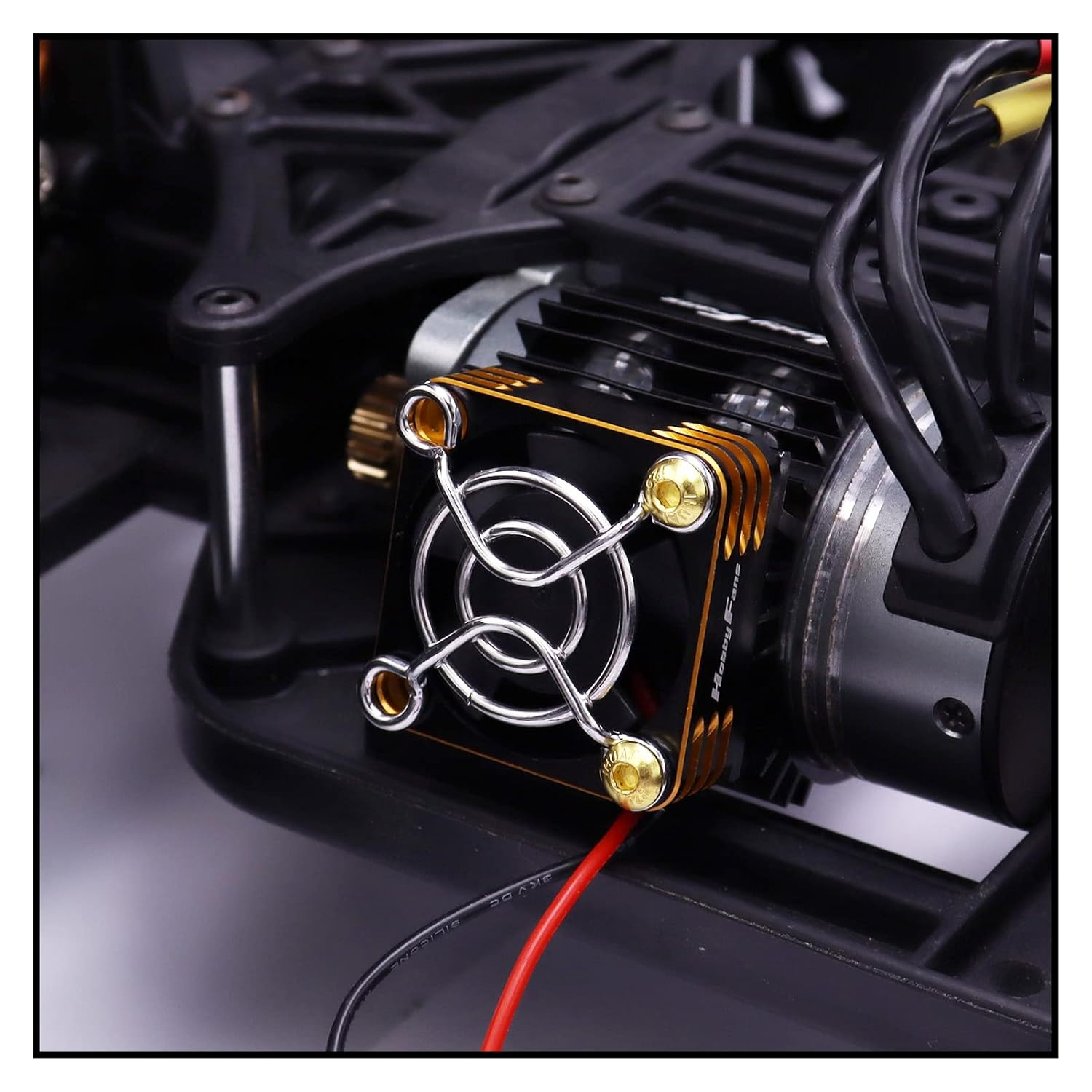 Hobby Fans RC Cooling Fan 28000RPM Alluminum RC Car Motor Fan with Heatsink for RC Car 1/8 1/10 540 550 F540 3650 3660 Motor, Gold image number 5