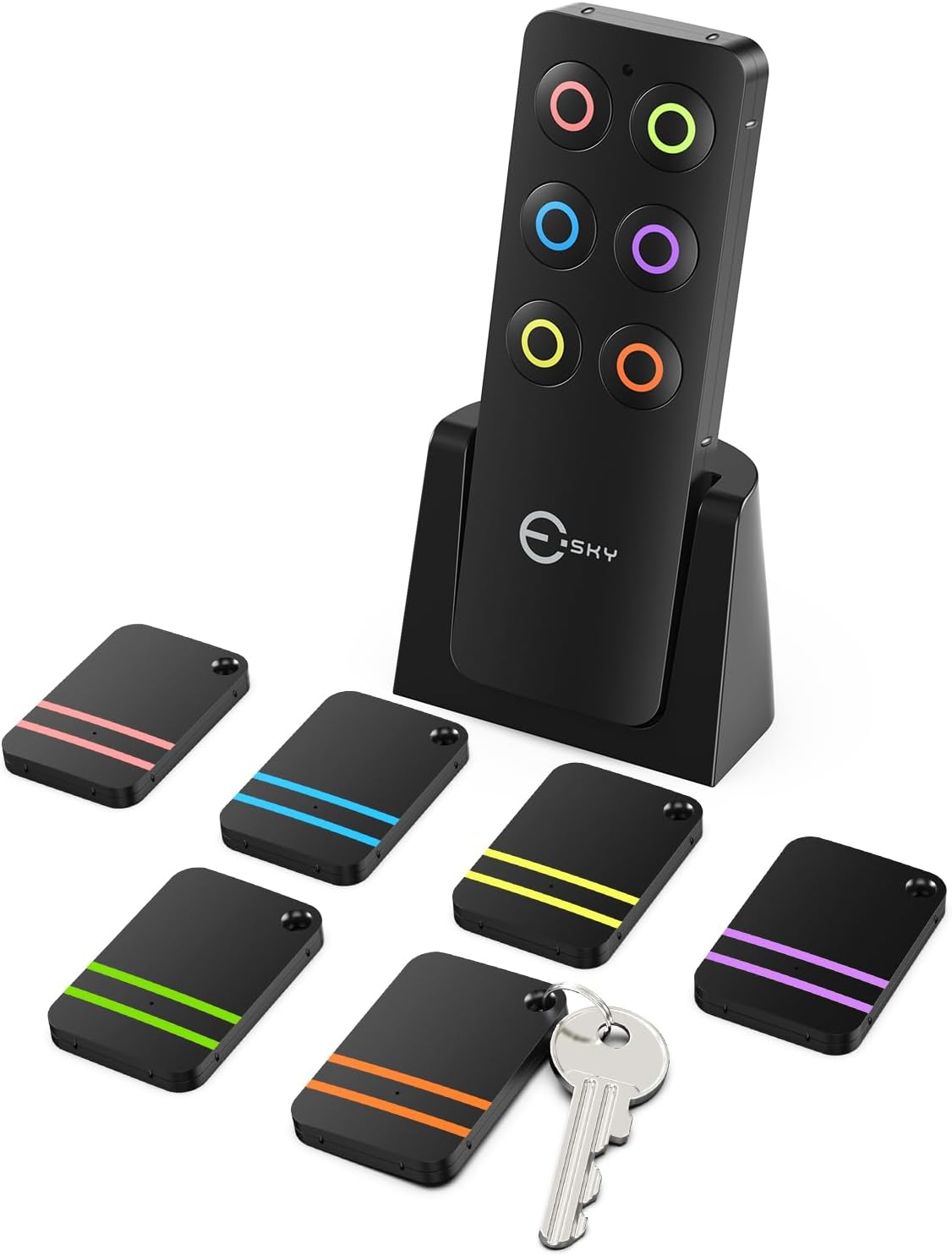Esky Key Finder Locator with Sound, Stick-On TV Remote Control Finder and Item Locator Tags with 85Db Noise Sound 6 Receivers, Wallet Tracker Key Finders for Finding Keys, Remote, Pet, Phone image number 6