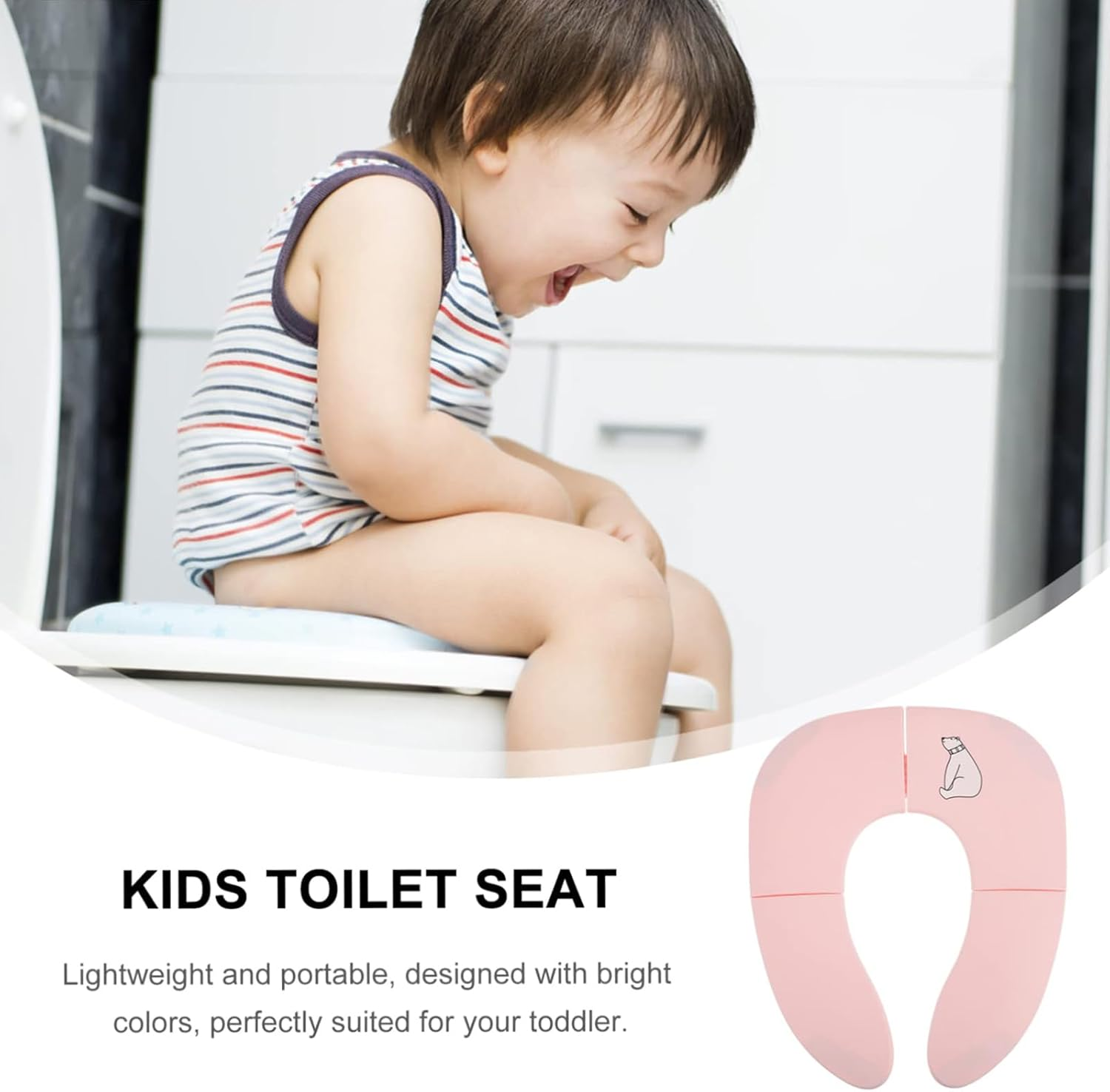 Folding Potty Seat for Toddler, Portable Toilet Seat Cover, Toilet Potty Training Seat Covers for Baby, Toddlers and Kids (Pink)