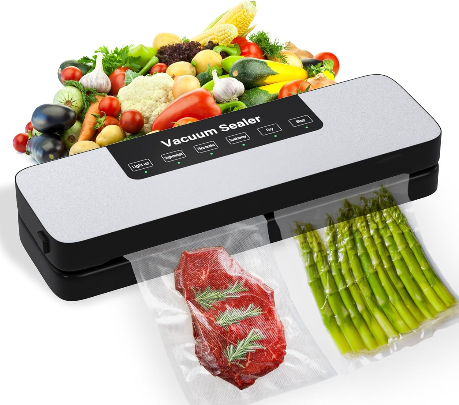 Vacuum Sealer, Portable Automatic Food Storage and Preservation Machine, Dry and Wet Dual Automatic Food Saver, Equipped with 10 Pcs Vacuum Bags image number 5