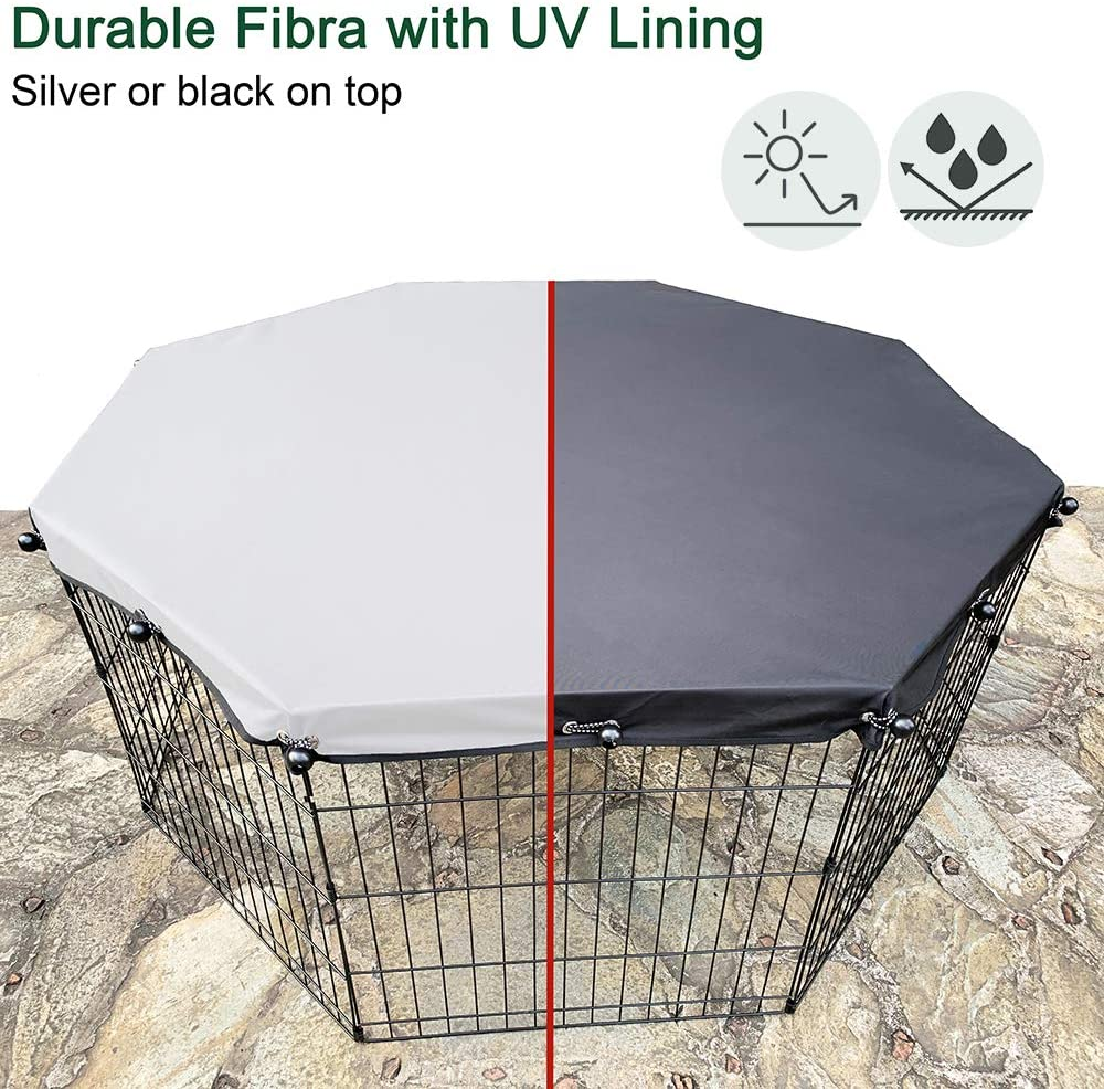 Universal Dog Playpen Cover with Sun/Rain Proof Top, Provide Shade and Security for Outdoor and Indoor, Fits All 24" Wide 8 Panels Pet Exercise Pen (8X24 W Cover, 600D Oxford)