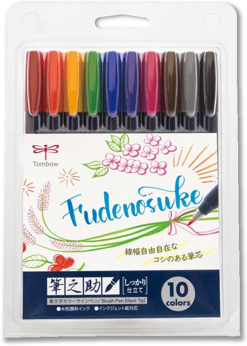 Tombow Fudenosuke Colors Brush Pen 10-Pieces Set Multicolour image number 4