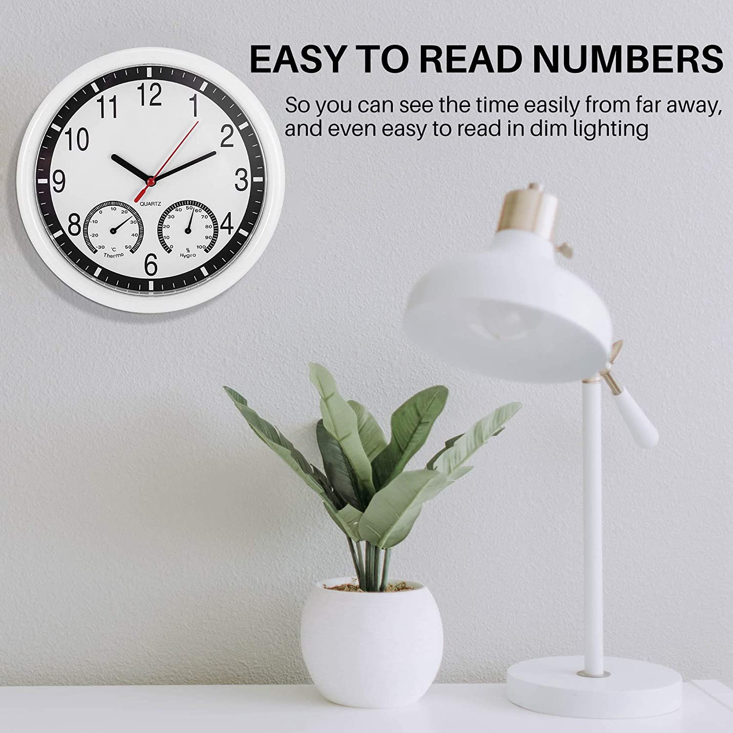 Restrdt Quartz Stone Clock Silent Wall Clock Accurate Thermometer Humidity Indoor Outdoor Pool Patio image number 5