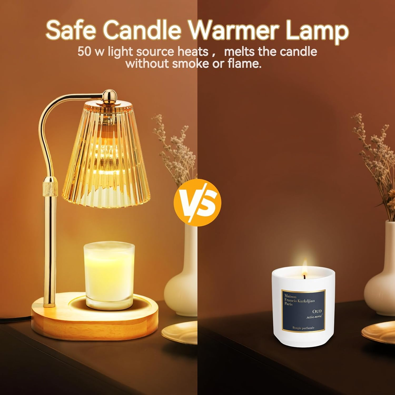 MISERWE Candle Warmer Lamp with 2Bulbs, Adjustable Height Dimmable Wax Warmer with Timer, Wax Melt Warmer with 4 Brightnes, Candle Warmer Light for Mothers Day/Birthday Gifts image number 3