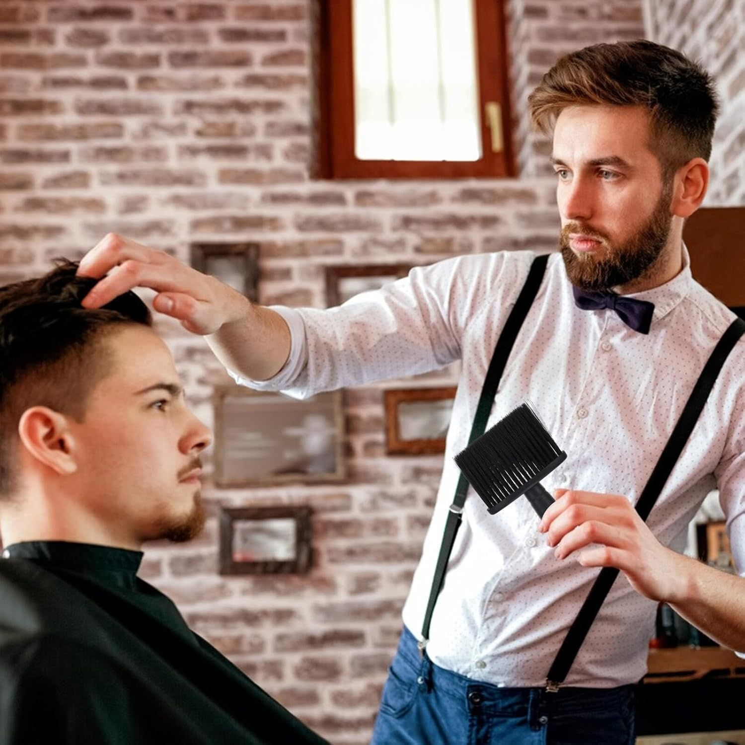 PRETYZOOM Neck Duster Brush for Hair Salon Broken Hair Brush Soft Bristles Neck Cleaning Tool for Facial Removal image number 6