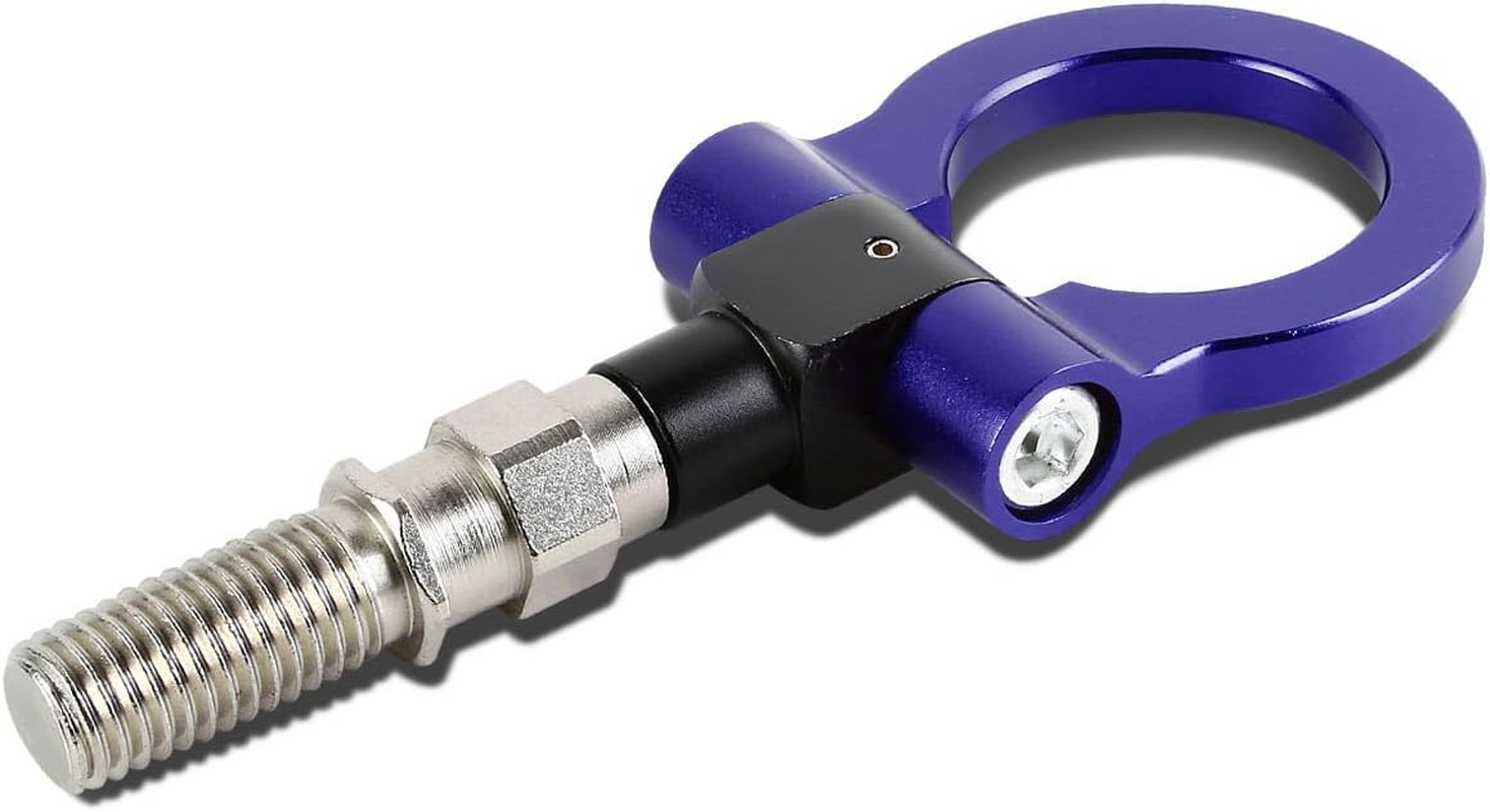 DNA THK-JDM-BL Blue Aluminum Front/Rear Japanese Car Trailer Tow Hook Ring Kit - M18 X 2.5