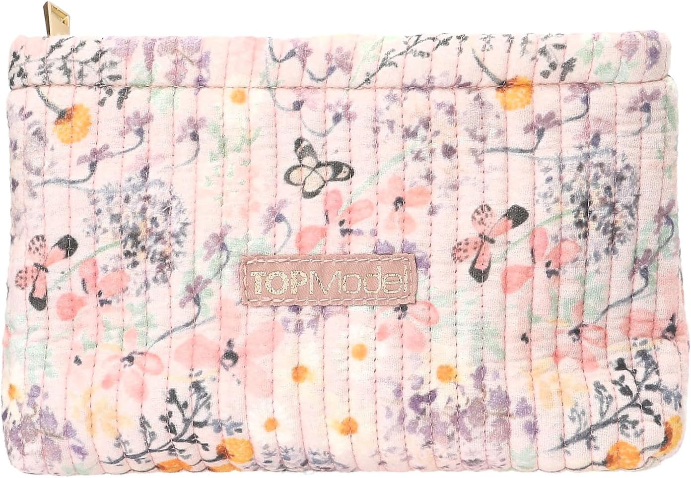 Depesche Topmodel Summer Feeling 13309 Cosmetic Bag in Pink with Flower Pattern and Butterflies, Pink image number 1