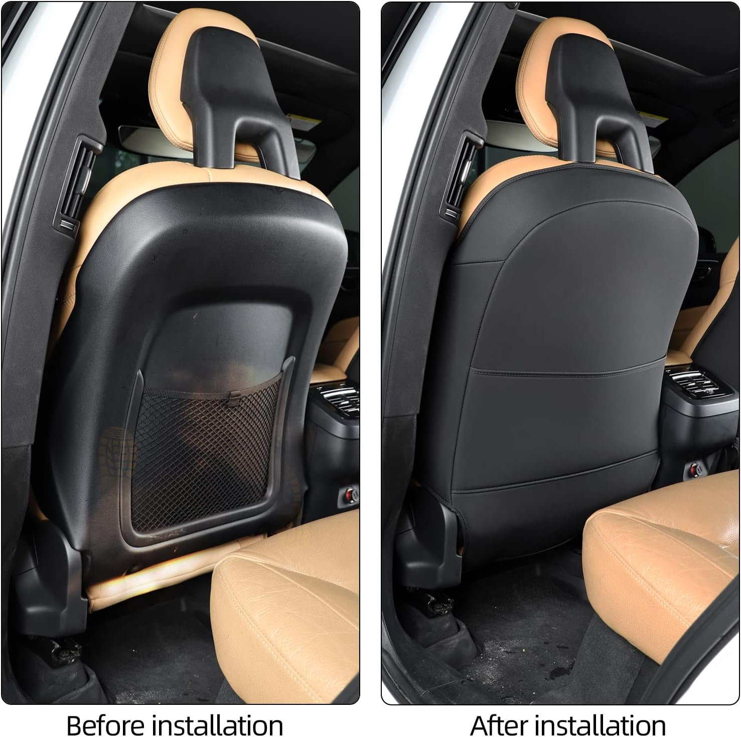 Seat Back Protectors Compatible with Volvo XC90 XC60 S90 S60 V90 V60，Back Seat Cover for Kids Reduce Damage to Seats Caused by Footwear Black Set of 2 image number 2