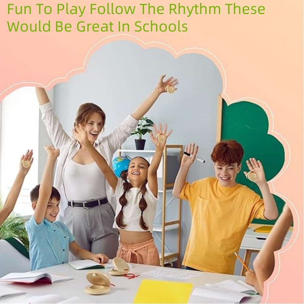 Jindizi Musical Castanets Instrument, 6Pcs Wooden Castanets Castagnette Castanets for Adults Small Fish Castanets Teaching Instrument Percussion Castanets Castanets Castanets Bulk Castanets image number 2