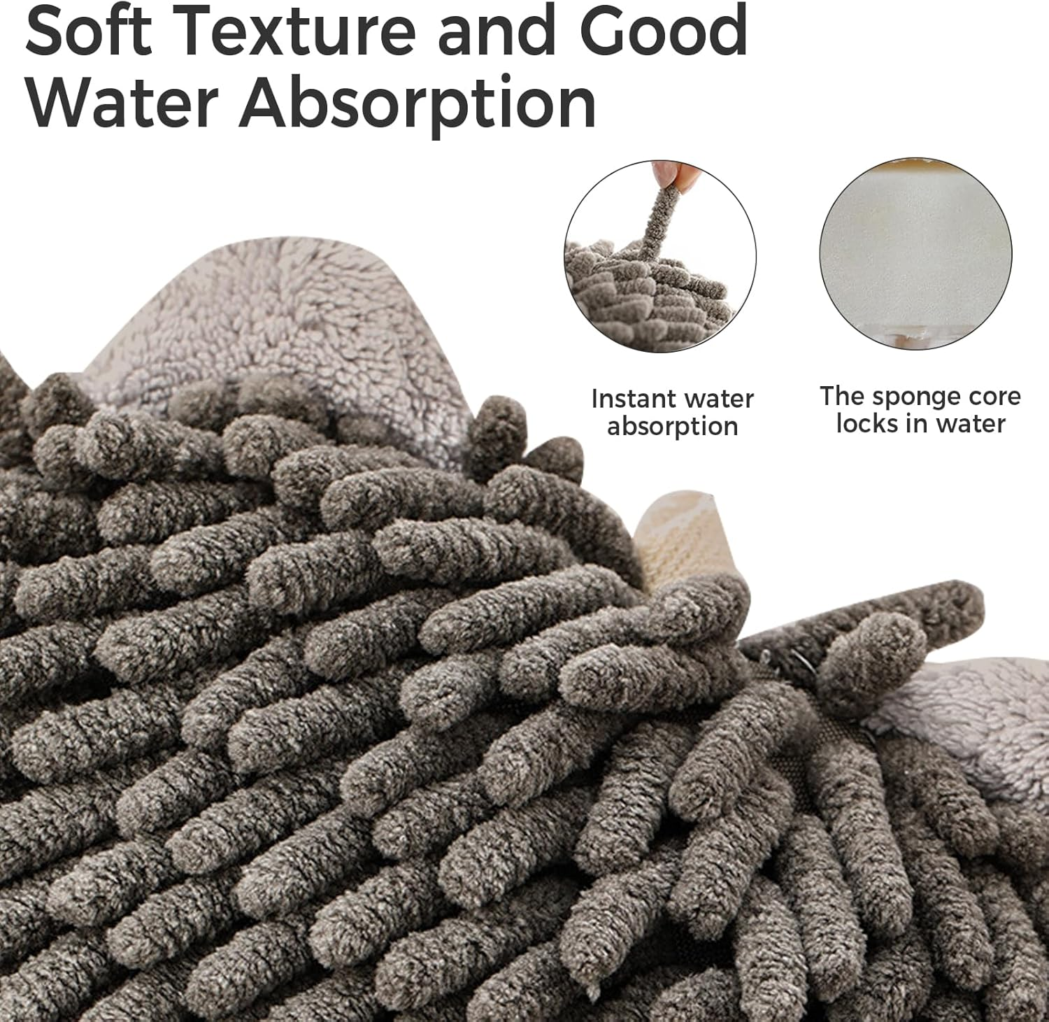 Microfiber Hanging Hand Towel &ndash; Super Absorbent, Quick-Drying, Soft & Plush with Convenient Loop for Bathroom & Kitchen Use (Grey)