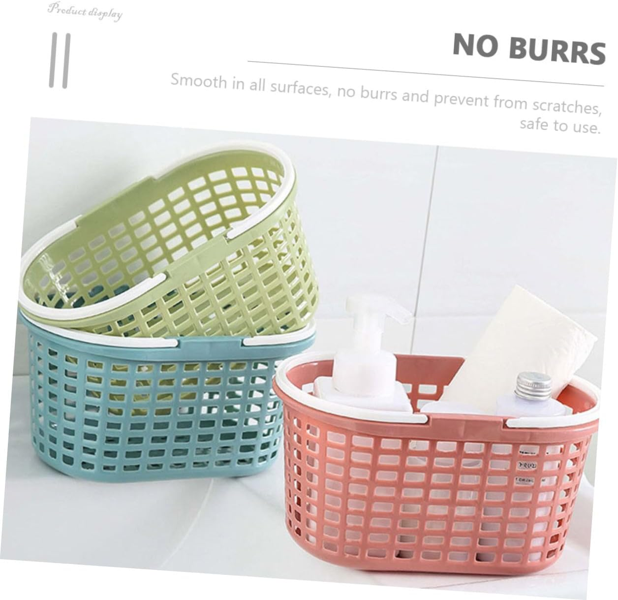 Alipis 3Pcs Portable Bath Basket for Shower Cleaning Plastic Bathroom Organizer for Travel Toiletry Bag and Bathroom Caddy Needs image number 5
