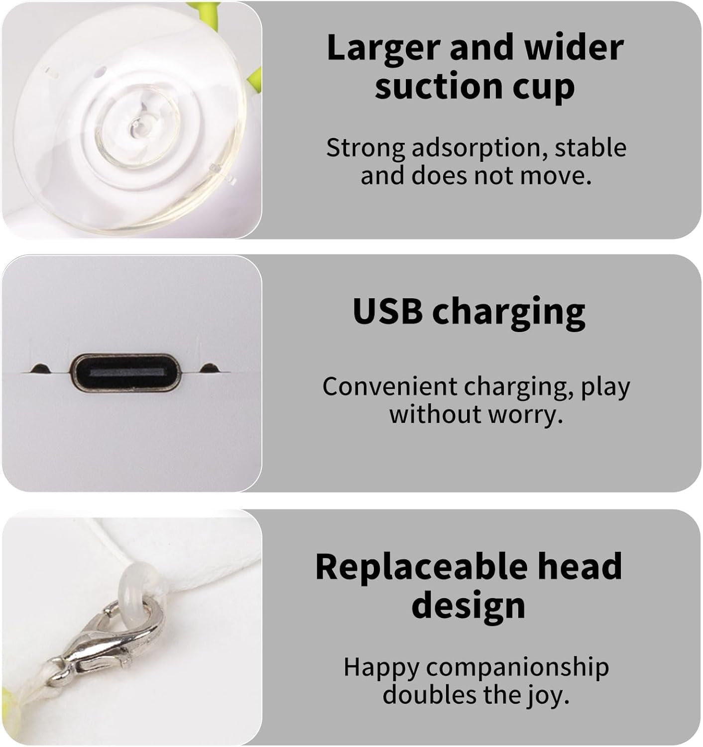 Smart Cat Toy, Motion Toy with Interchangeable Head Design, Increase and Widen the Suction Cup, USB Charging, for Indoor Wall image number 2