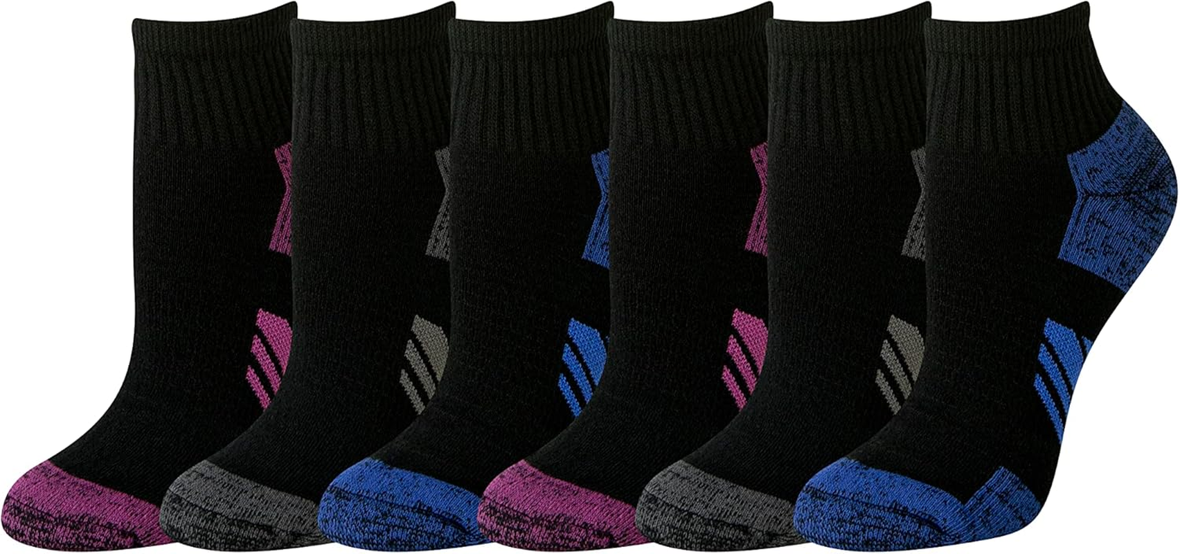 Amazon Essentials Women'S Performance Cotton Cushioned Athletic Ankle Socks, 6 Pairs