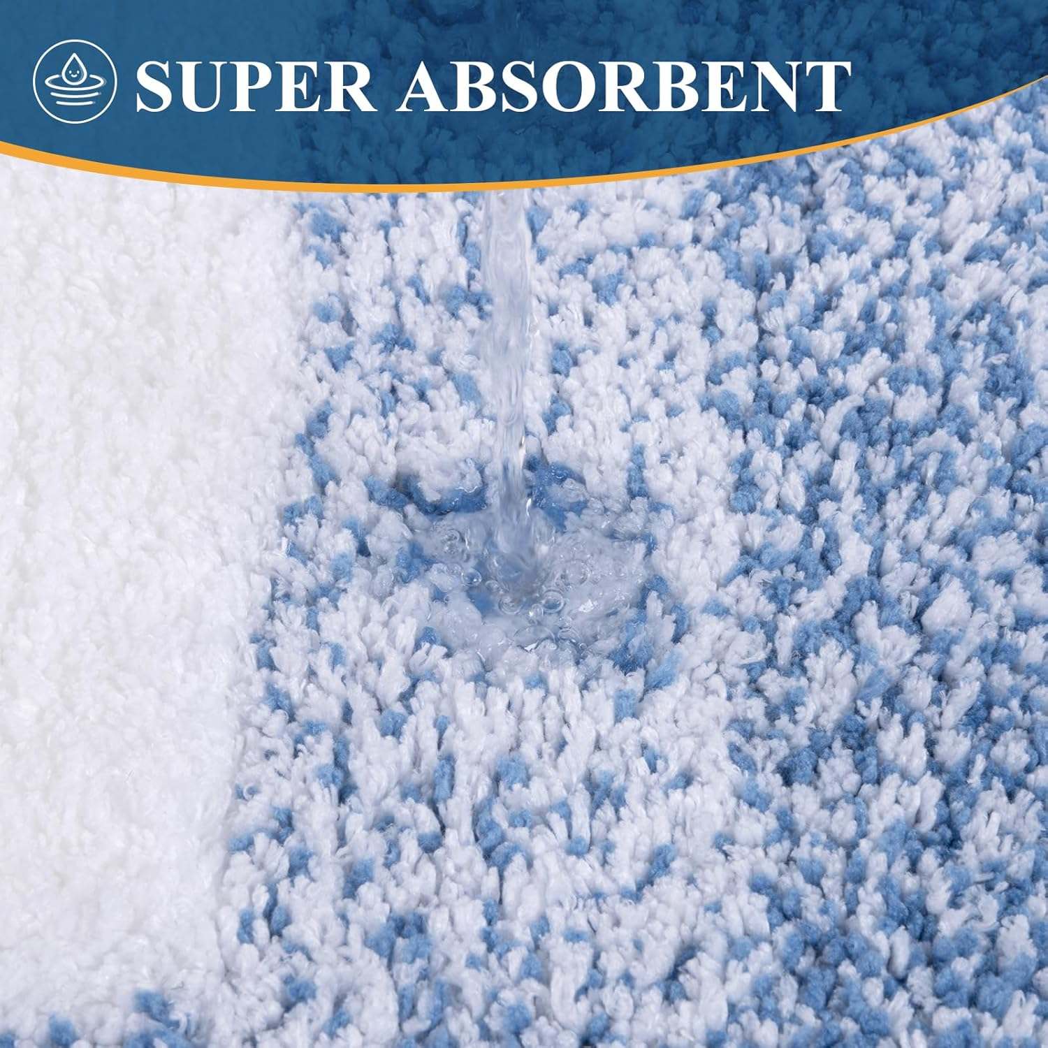 Bsmathom Bathroom Rug Set 3 Piece, Non-Slip Plush Shaggy Bath Mat, Soft and Absorbent Microfiber Bath Rugs for Bathroom, Tub and Shower Machine Washable,Blue image number 1