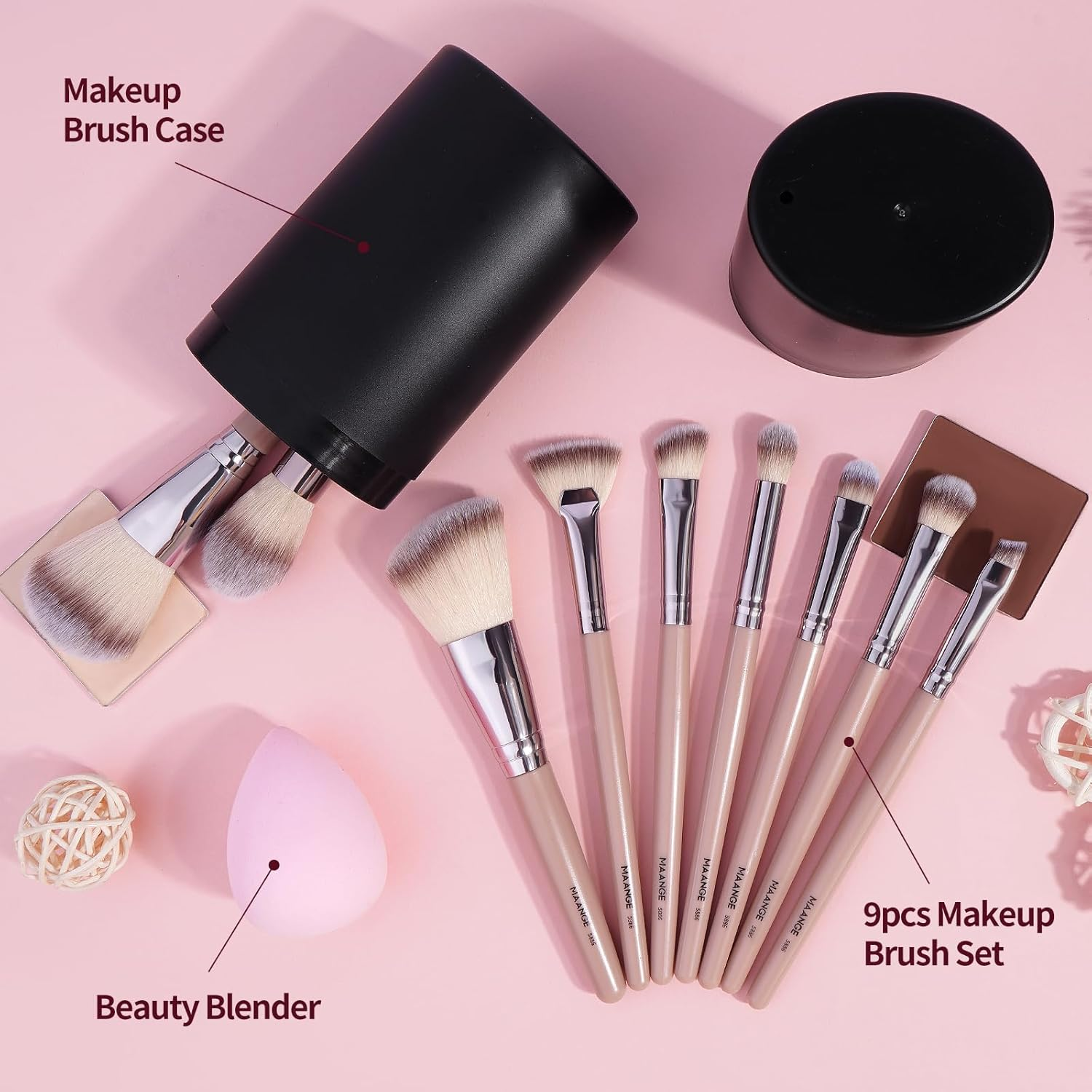 Makeup Brushes 11 Pcs Easy-Taken Travel Makeup Brush Set Foundation Eye Shadows Blush Face Powder Concealer Mini Make up Brushes with Case (Pink) image number 3
