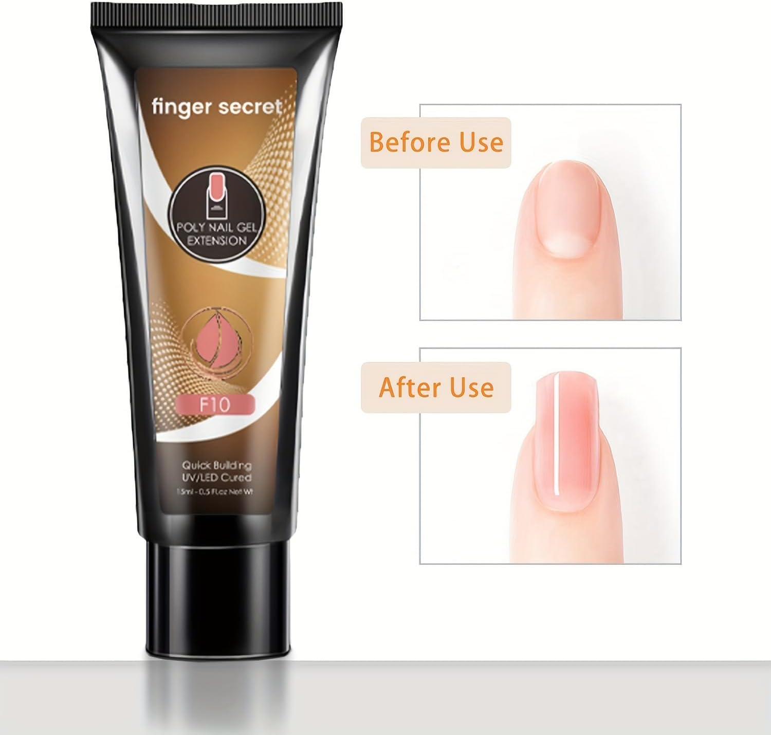 Finger Secret Poly Extension Gel Nail Kit - Professional Nail Gel Set 8 Colors with Slip Solution and Lamp Nail Art Design Beginner,All-In-One French Kit,Nail Thickening Solution