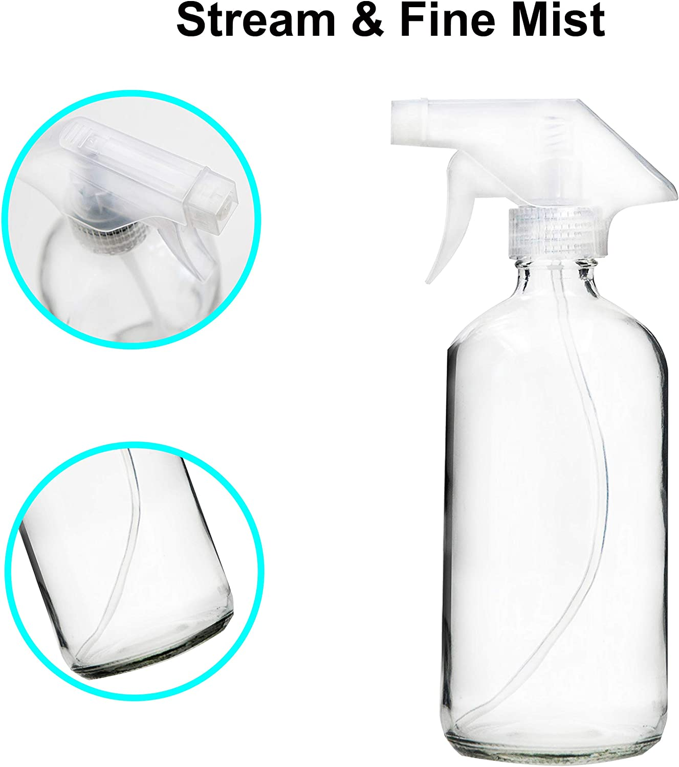 Youngever 4 Pack 480Ml Empty Glass Spray Bottle,16 Ounce Clear Glass Spray Bottle for Essential Oils with Extra Durable Trigger Sprayers image number 2