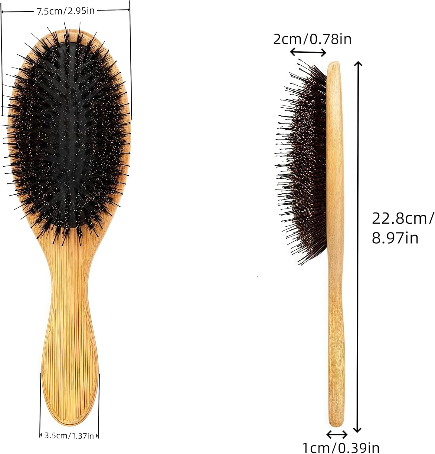 Wooden Paddle Nylon Bristle Brush,Wizefolk Boar Bristle Hair Brush,Natural Hairbrush Massage Comb,Unisex Original Detangler Hair Brush,For Smoothing, Massaging, Detangling image number 2