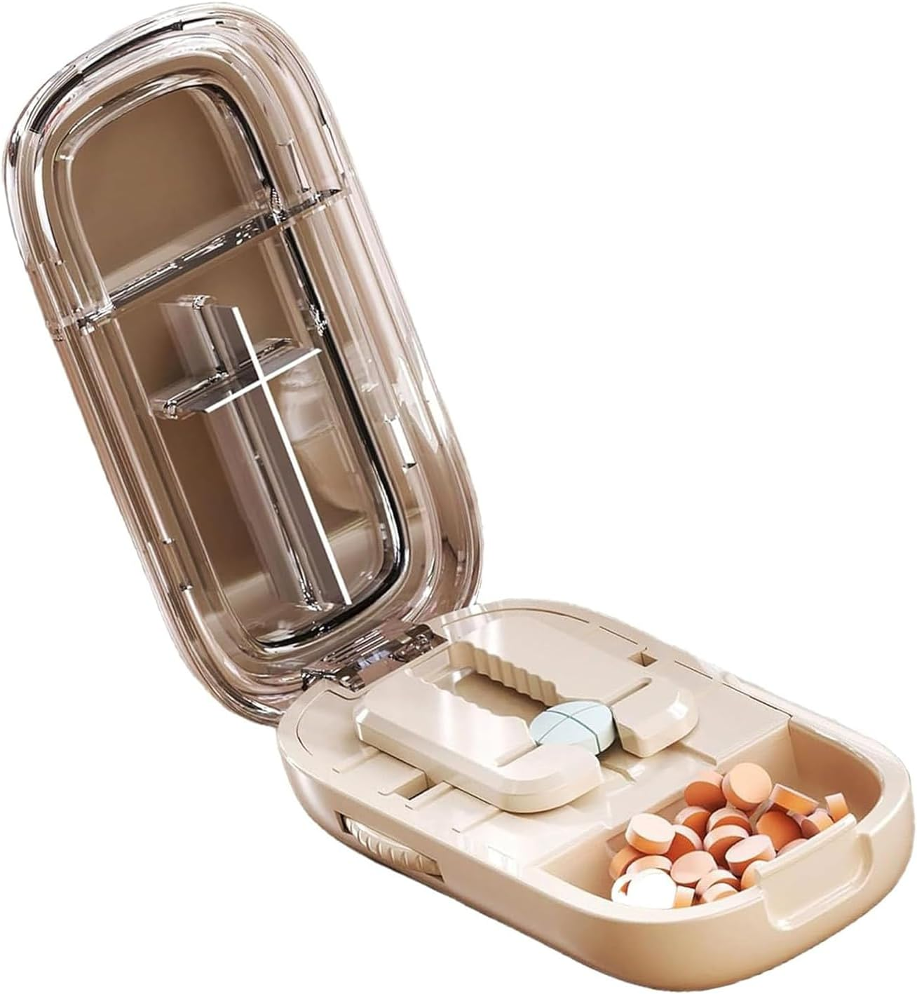 Adjustable Pill Cutter & Splitter with Multi-Compartment Box &ndash; Precise 1/4 Cutting for Small & Large Pills, Portable & Easy to Use for Seniors, Travelers, Daily Medication image number 5