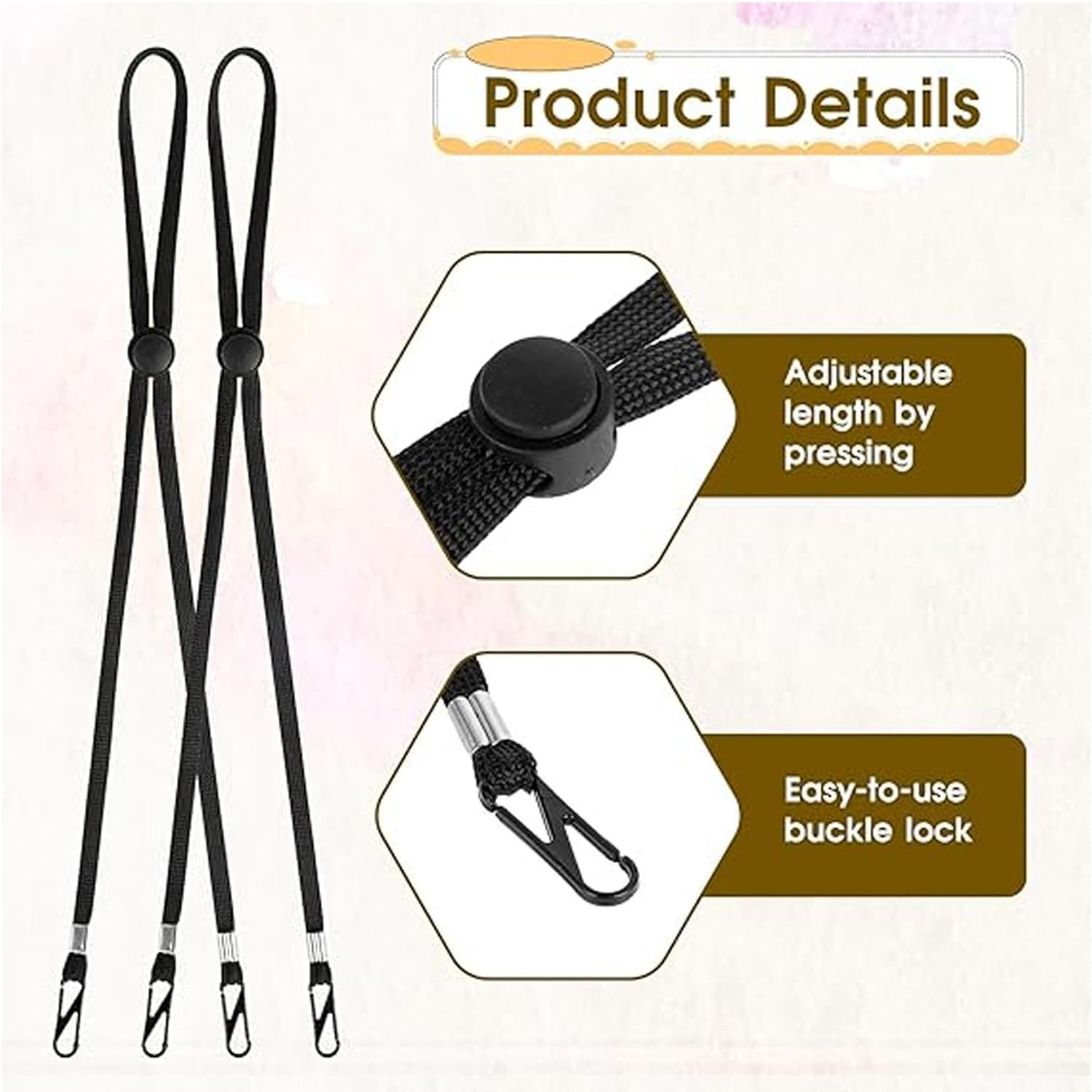 Hat Strap 2PCS, Adjustable with Clips, Very Suitable for Outdoor Activities, Anti-Lost and Anti-Wind (Black)