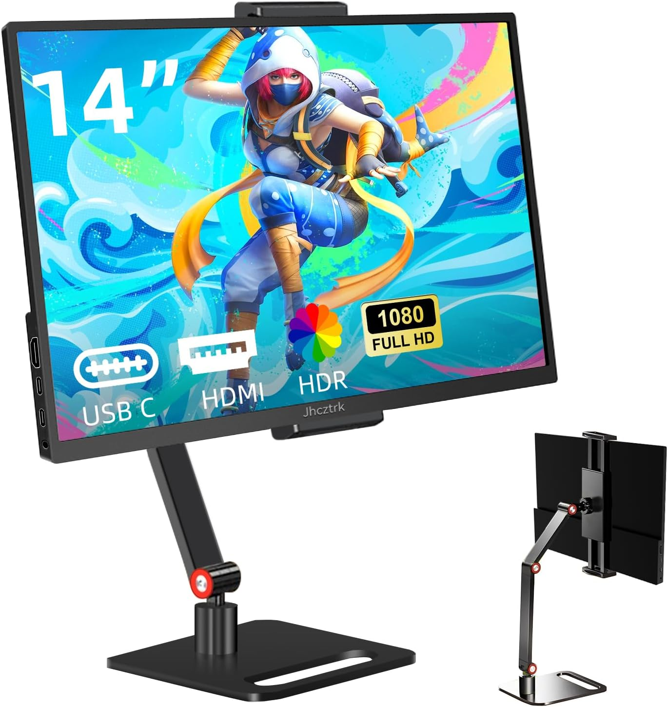 14 Inch Touchscreen Portable Monitor 1200P Slim and Lightweight Bezel Less FHD IPS HDR Gaming Monitor, Laptop Travel Sub-Monitor with Built-In Speakers and VESA for Laptop Mac PC Xbox PS4/5 Switch image number 5