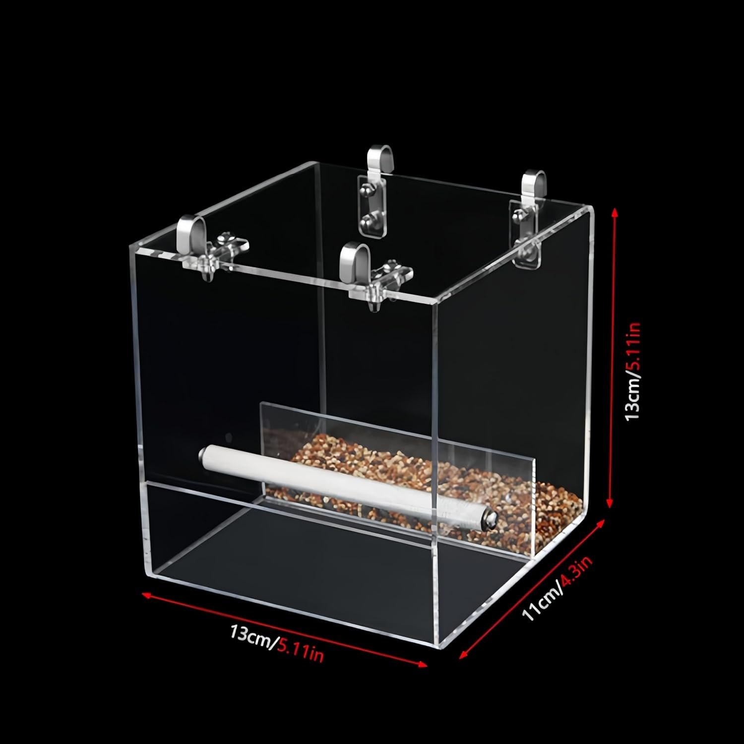 Acrylic Hanging Bird Bath Cage Bird Bathtub Bath Shower Box No-Leakage Pet Bathtub Feeder Cage Box for Parakeets Small Pet Parakeets Parrot with 4 Hooks image number 1