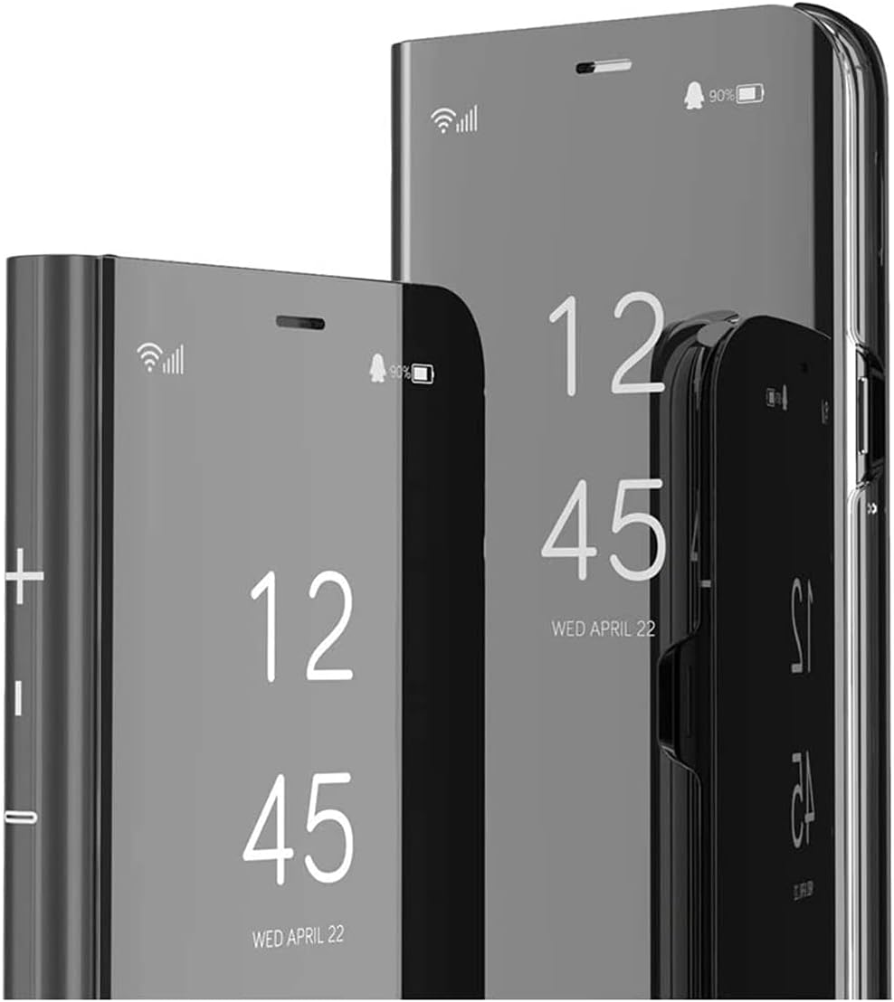 SIYOPINPFY Compatible with Samsung A56 5G Case, Deluxe Clear View Shell Glitter Plating Mirror Makeup Flip Stand Shockproof Full Body Protective Phone Case for Samsung Galaxy A56 5G, Mirror Silver