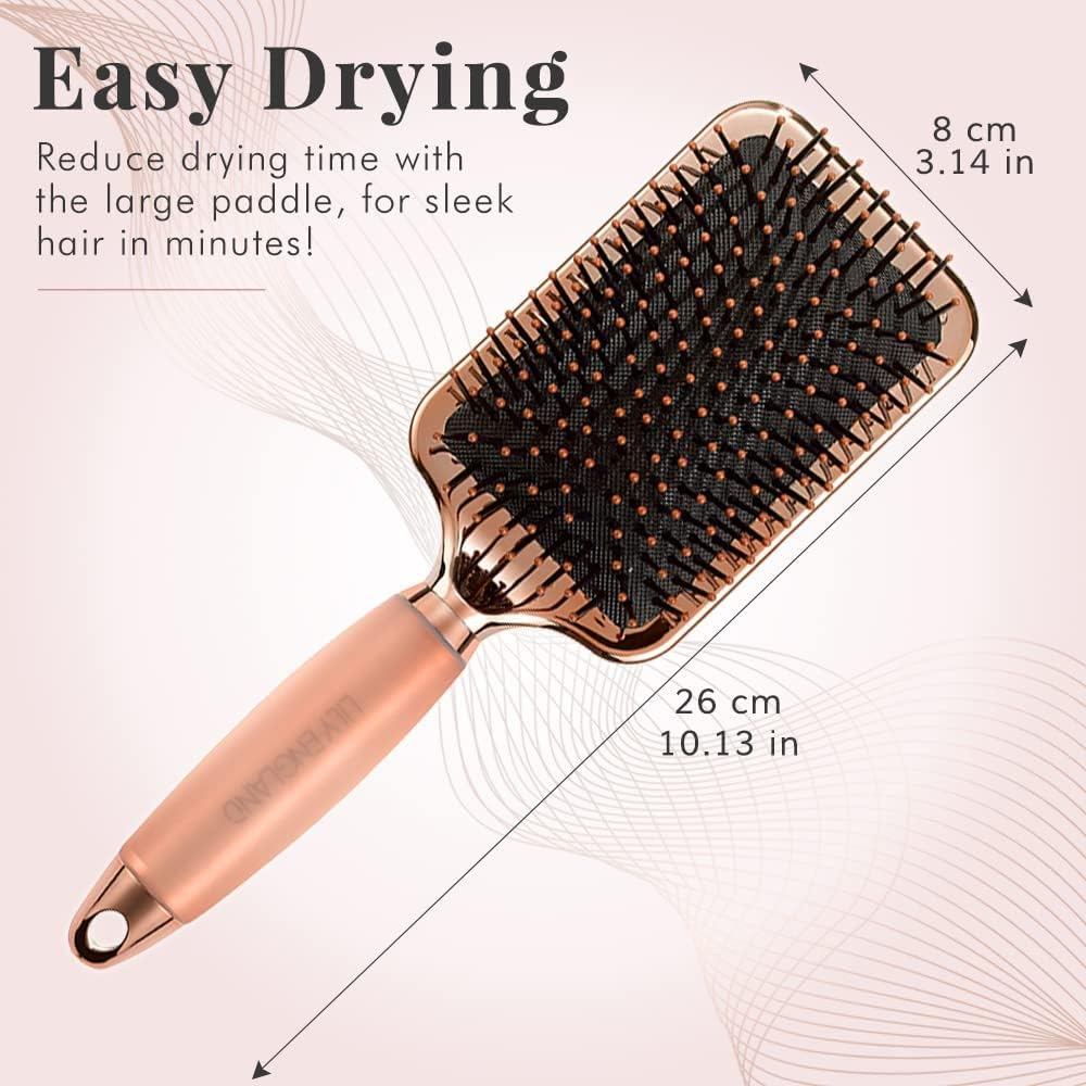 Lily England Paddle Brush for Detangling, Blowdrying and Straightening - Professional Large Hair Brush All Hair Types, Rose Gold Hairbrush for Women By image number 1