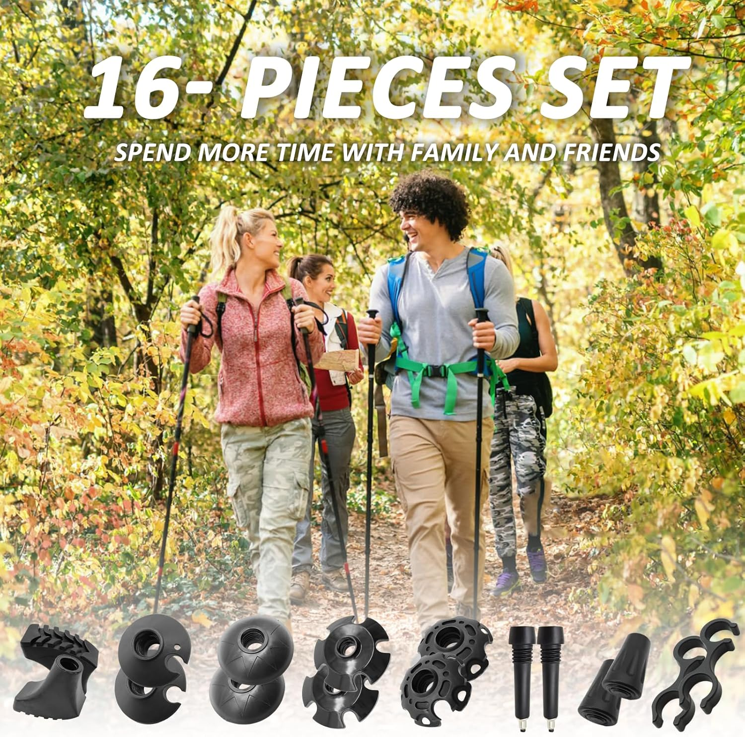 Hiking Pole Tips, Walking Stick Rubber Tips Trekking Poles 6Pcs Replacement Protectors Boot Tips Rubber Feet Fits Most Standard Hiking Sticks 11Mm Hole Diameter image number 5